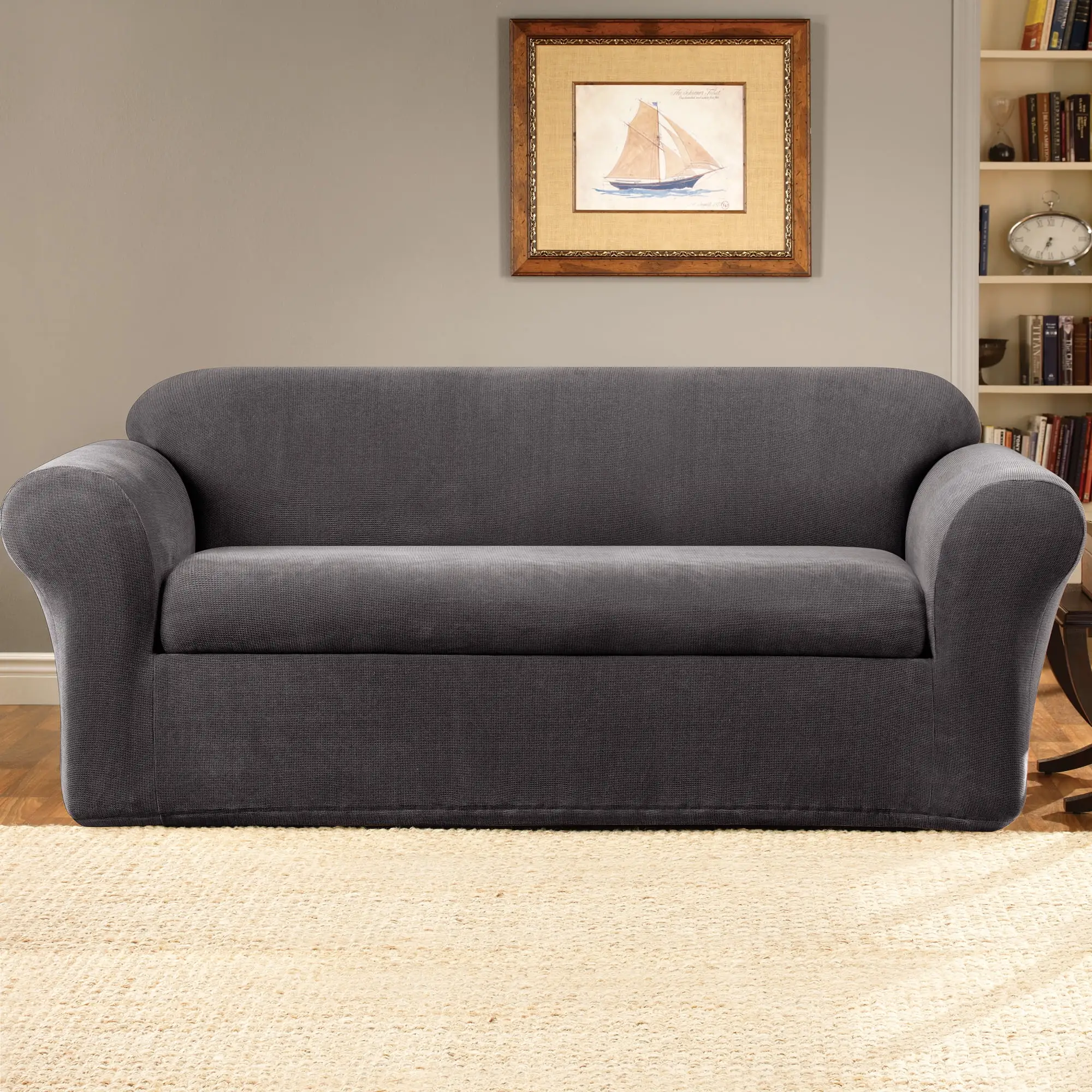 Stretch Oxford Two Piece Sofa Slipcover