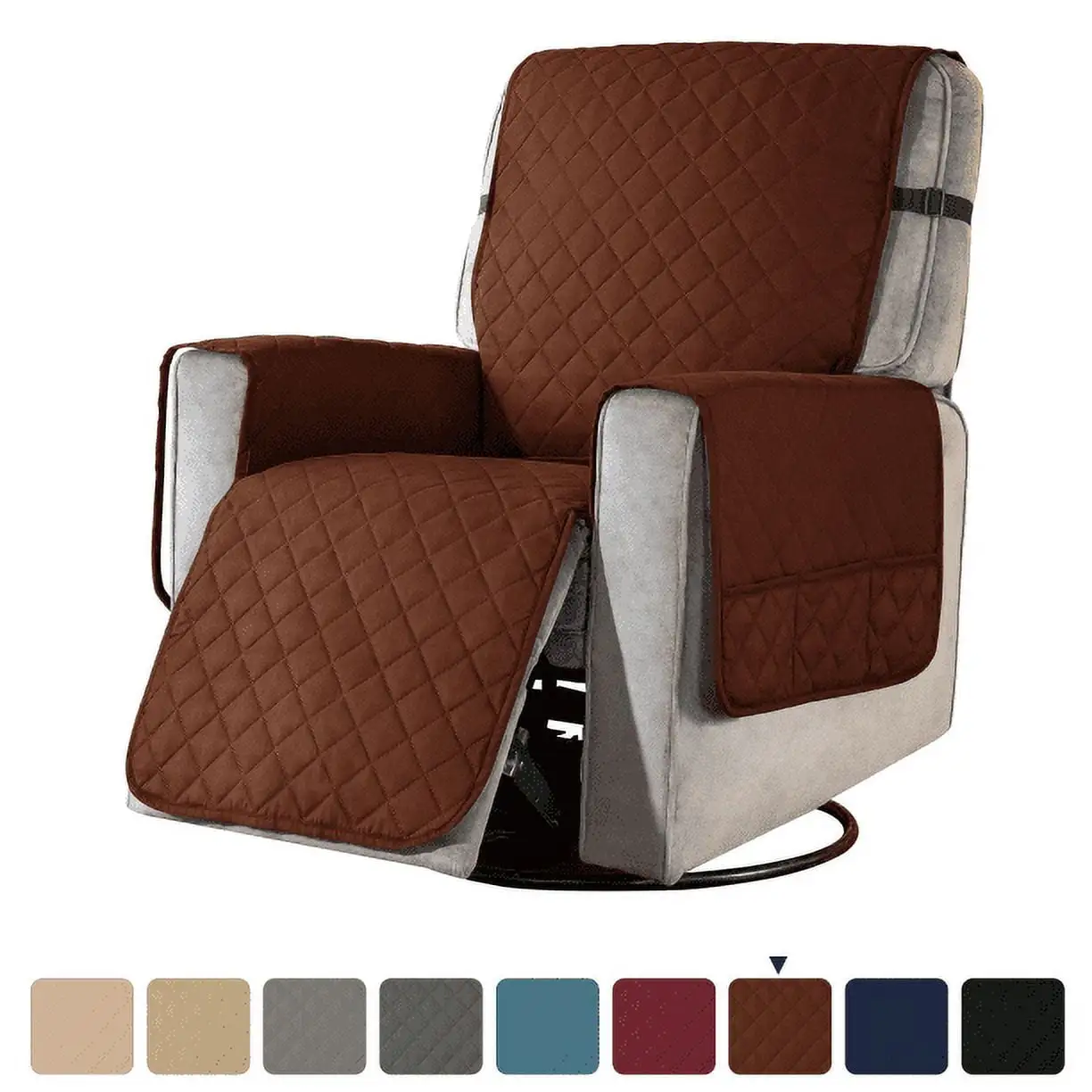 Subrtex Recliner Chair Cover Reversible Recline Sofa Slipcover with Side Pockets (Large. Chocolate)