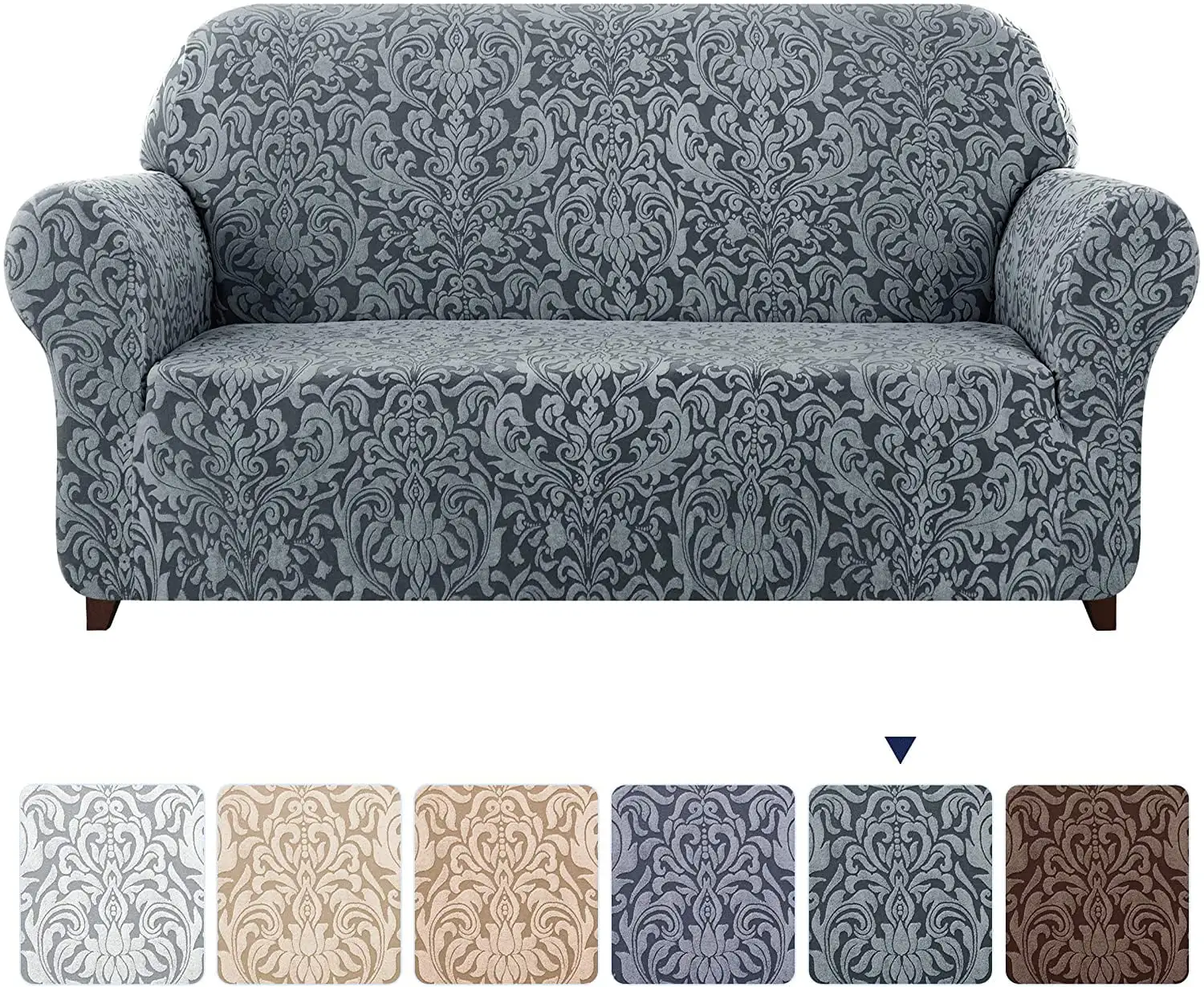 Subrtex Sofa Slipcover 1-Piece Jacquard Damask Couch Cover.XL Sofa.Grayish Green