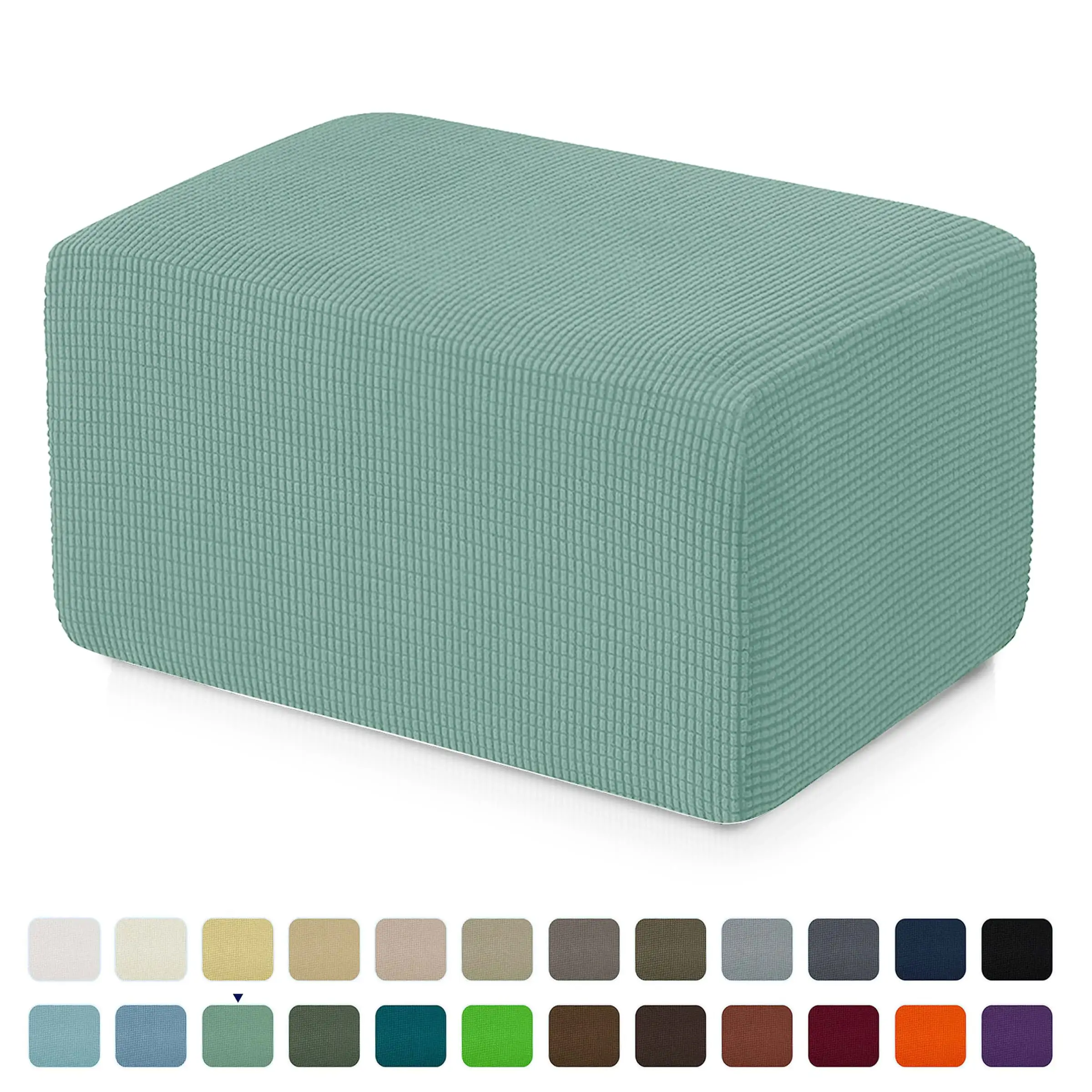 Subrtex Stretch Textured Grid Oversized Ottoman Slipcover. Dark Cyan