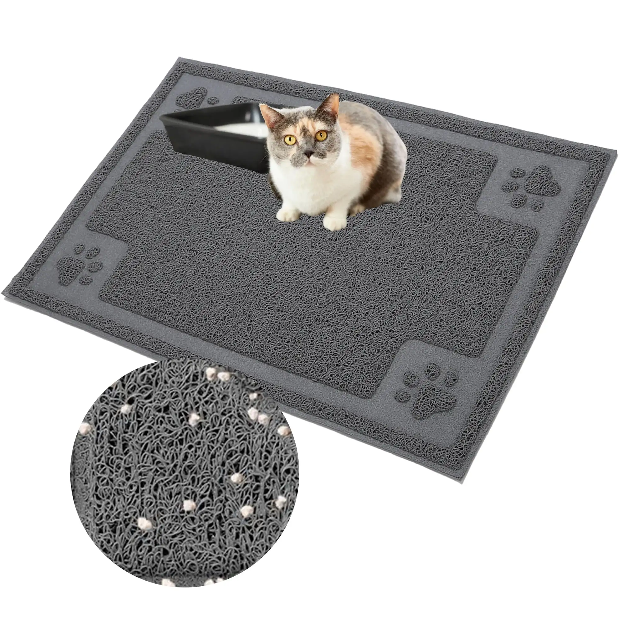 Suhaco Cat Litter Mat Large. Non-Slip Waterproof Kitty Litter Mats Easy to Clean. Reduce Litter Tracking. Soft Material for Paws (XL)