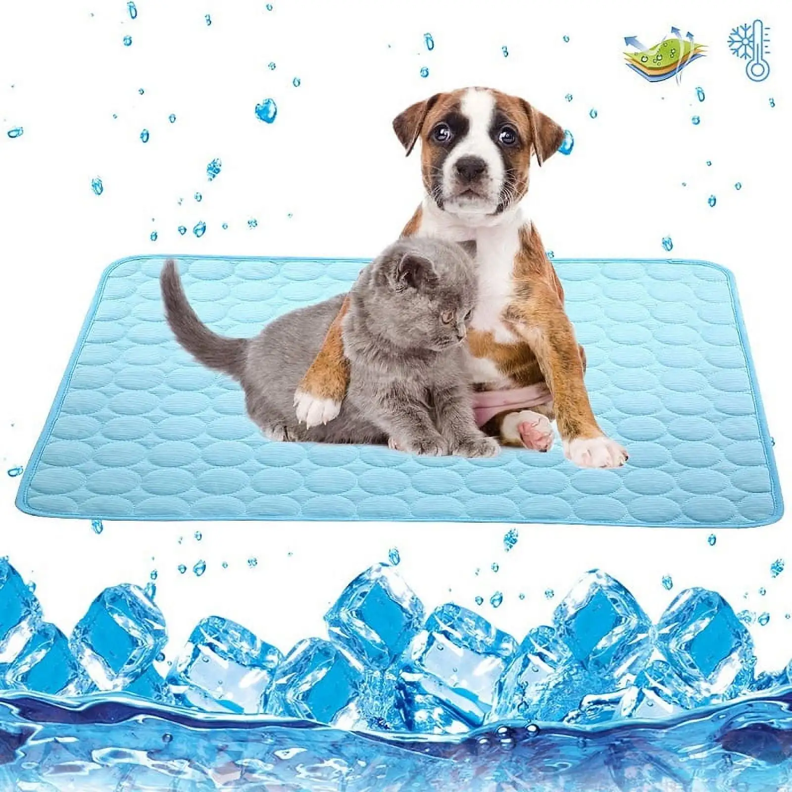 Summer Cooling Mat for Dogs Cats Pet Cooling Mat Dogs Cats Chill Bed Indoor Summer Heat Relief Indoor Cool Cushion Gel Sleeping Pad Seat Pet Crate Pad Portable & Washable Pet Cooling Blanket