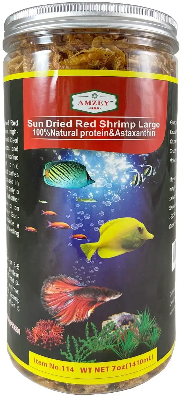 Sun-Dried Large Red Shrimp - Betta Fish Food. Aquatic Turtle Food. Tropical Fish Food. Crab Food. Reptile Food. Aquatic Fish Foods. Aquatic Pets Food. 7 Oz