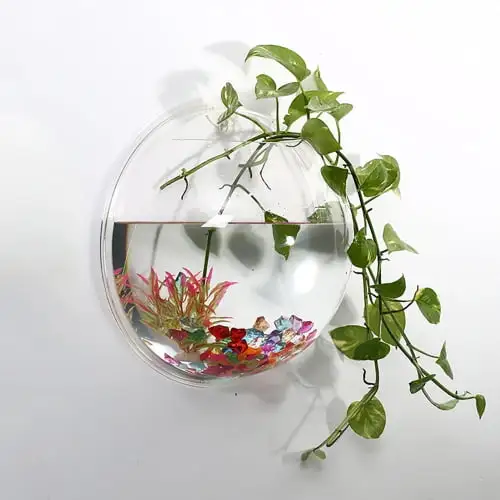 Sunjoy Tech Wall Fish Tank Wall Hanging Bowl Clear Acrylic Vase Flower Plant Pot Aquarium for Home