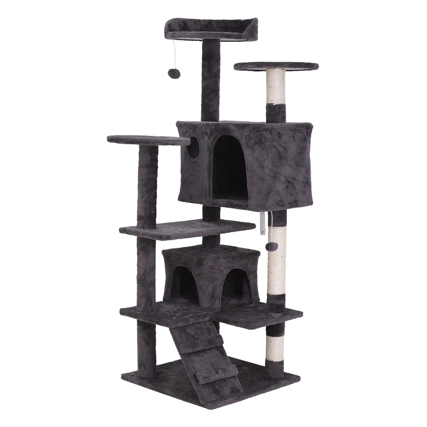 SuperDeal 55 Cat Tree Tower Double Condo W/Scratching Post Pet Kitty Playhouse. Dark Gray