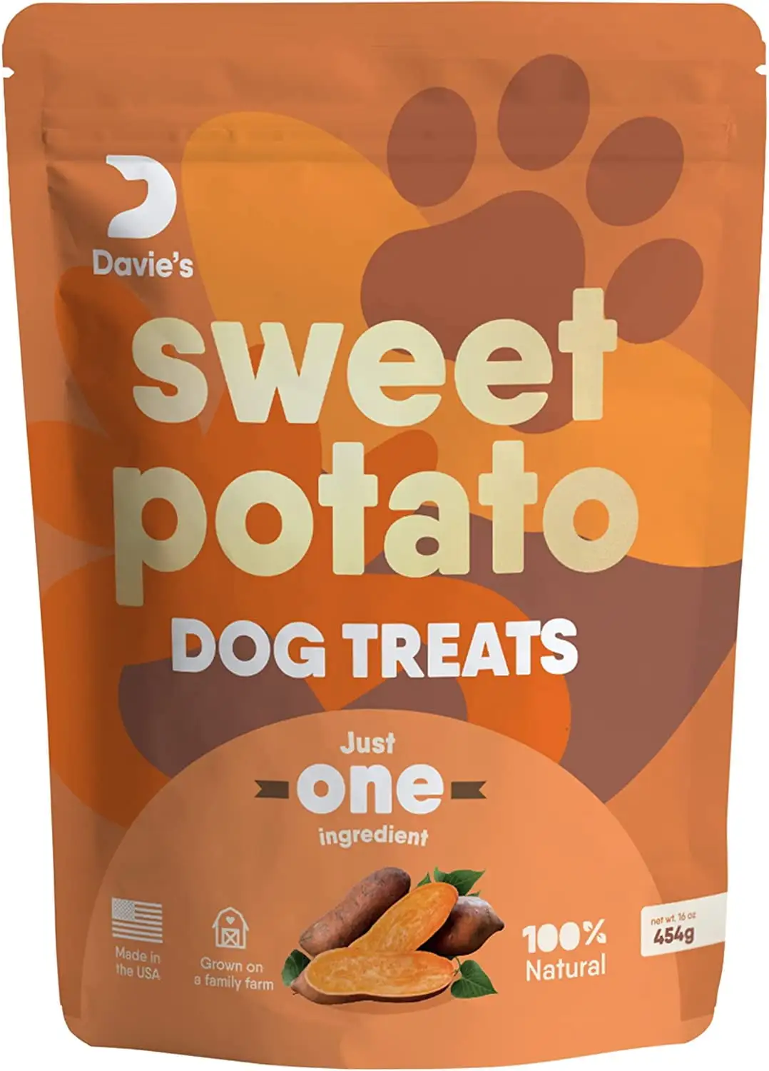 Sweet Potato Dog Treats by Davie's Naturals - Made in The USA. High in Fiber. Grain Free. Vegan. No Preservatives. Alternative to Rawhide