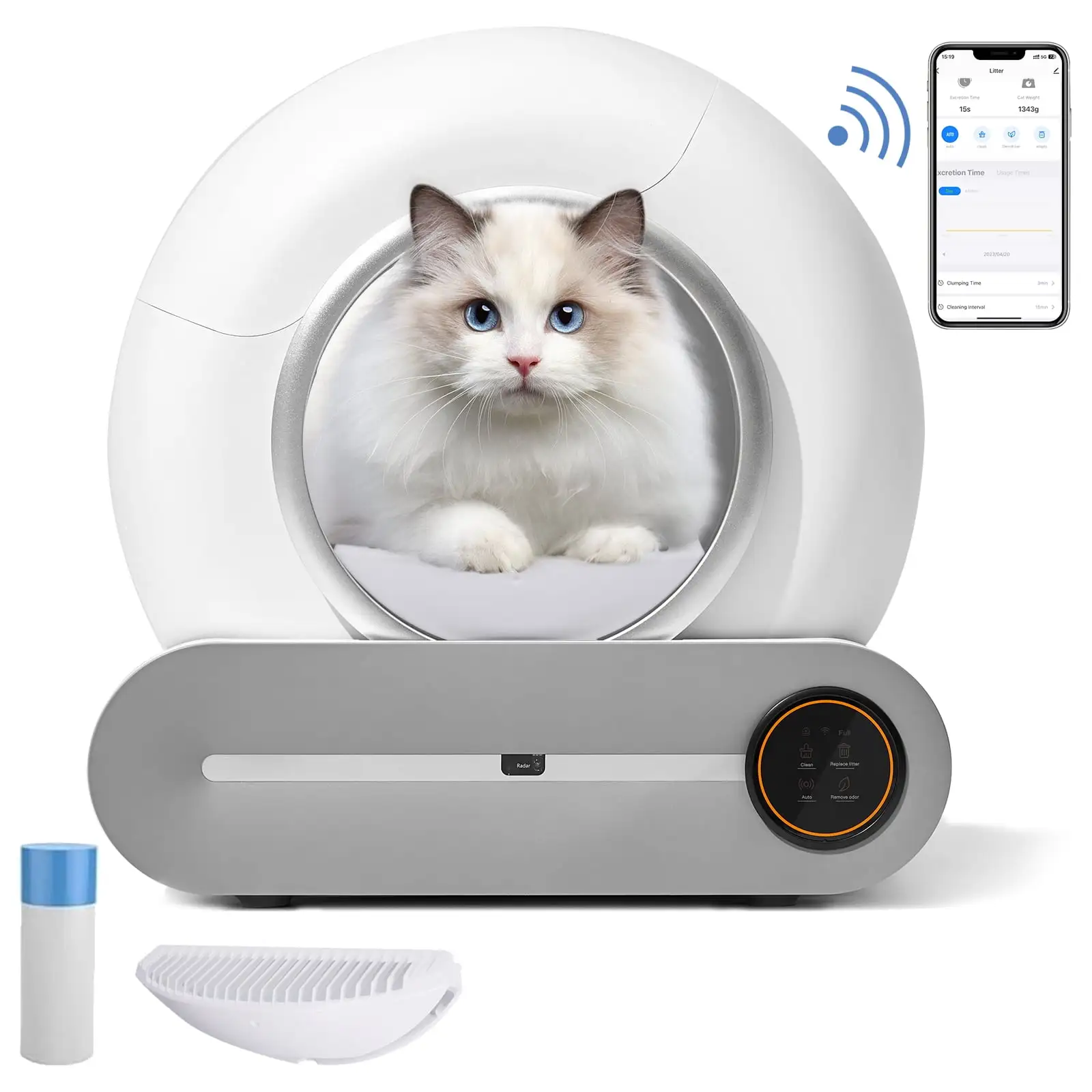 TAKOYI Self Cleaning Litter Box. Automatic Cat Litter Box with App Control Support. Integrated Safety Protection Smart Auto Cat Litter Box with Liner