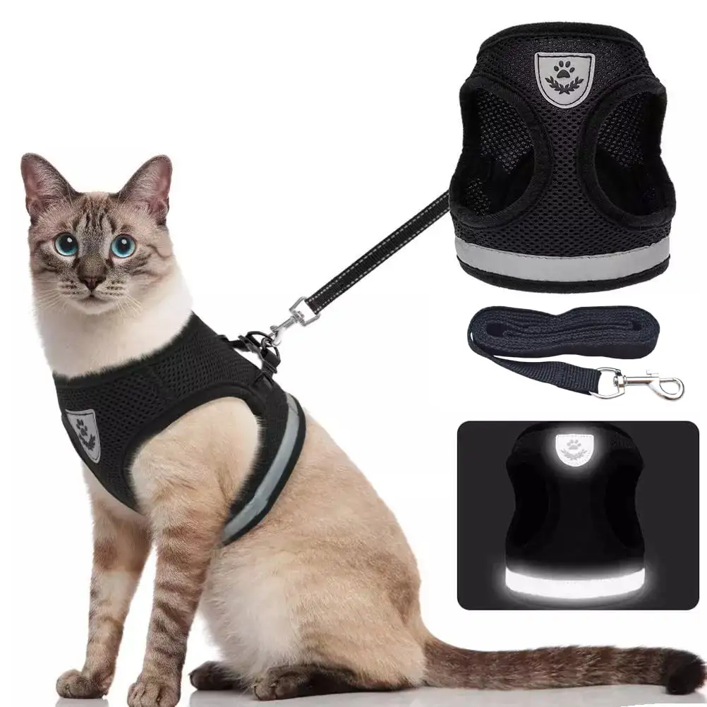 TETOU Cat Harness and Leash Set for Walking Adjustable Vest with Reflective Strap for Pet Kitten Puppy