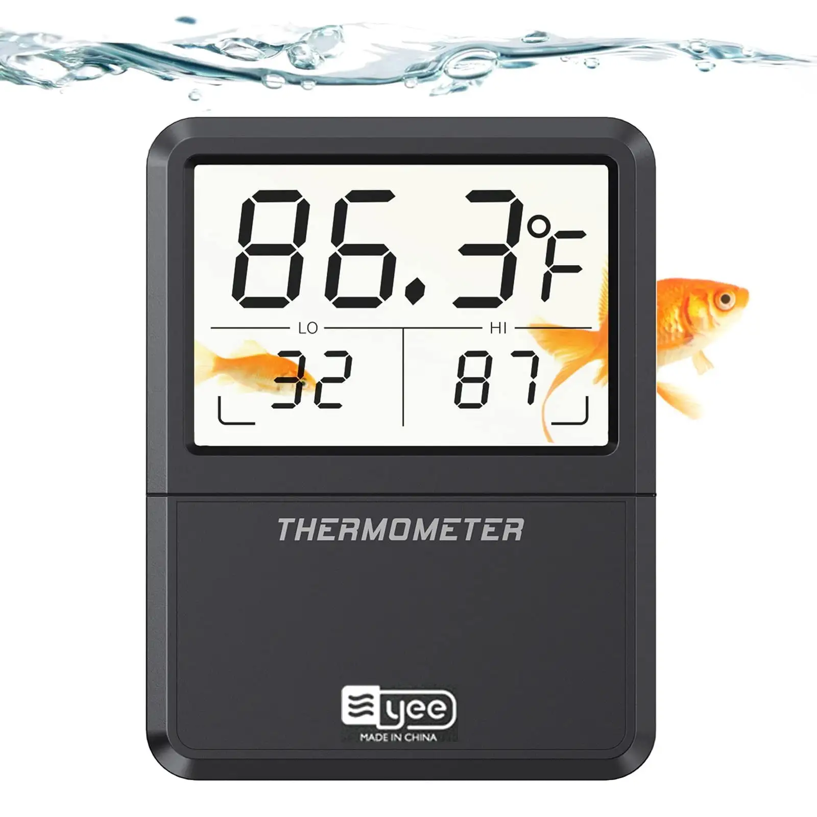 TETOU High Accuracy Digital Fish Tank Aquarium Thermometer with Alarm LCD Large Screen Display