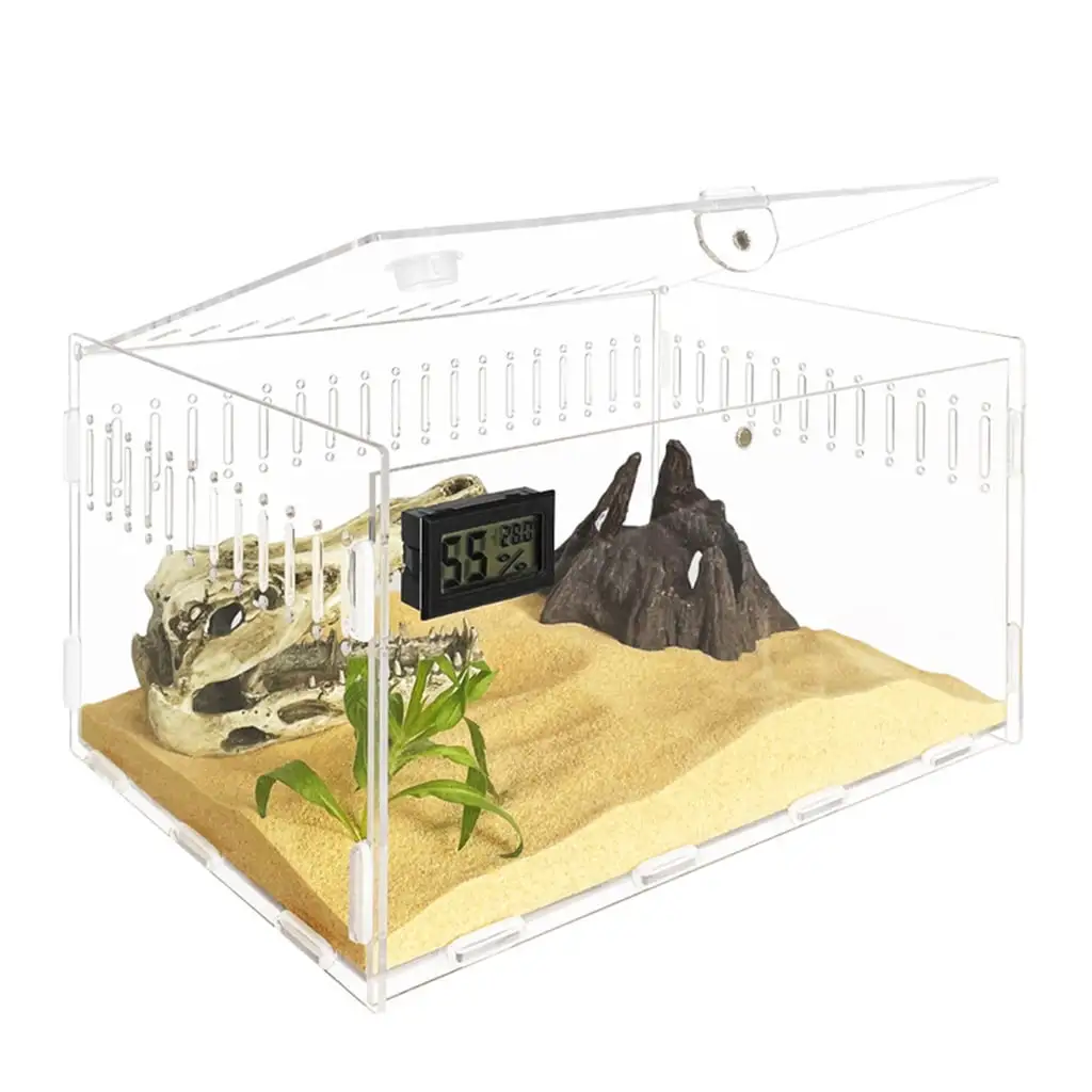 TINYSOME Reptiles Feeding Box Case Acrylic Terrariums Mini Habitat 2 Size