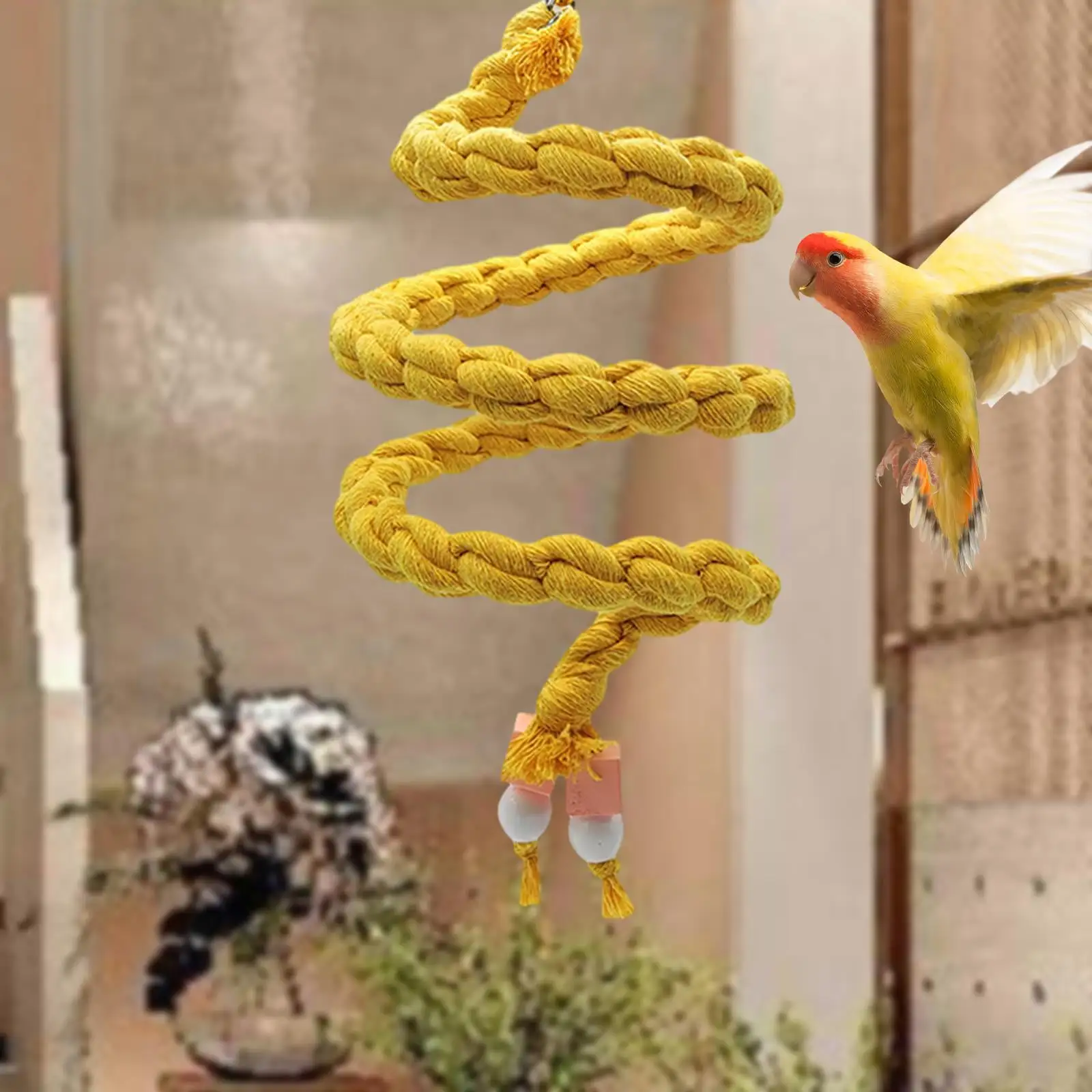 TOOYFUL Bird Rope Perches Birdcage Toy Woven Spiral Rope Thick Hanging Standing Toy Braided Rope for Parakeet Lovebirds Parrot