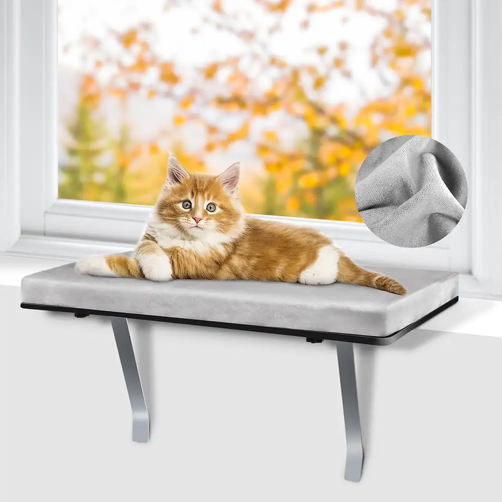 TOPMART Cat Window Seat Perch. Cat Window Bed for Window Sill Mounted Indoor.Gray