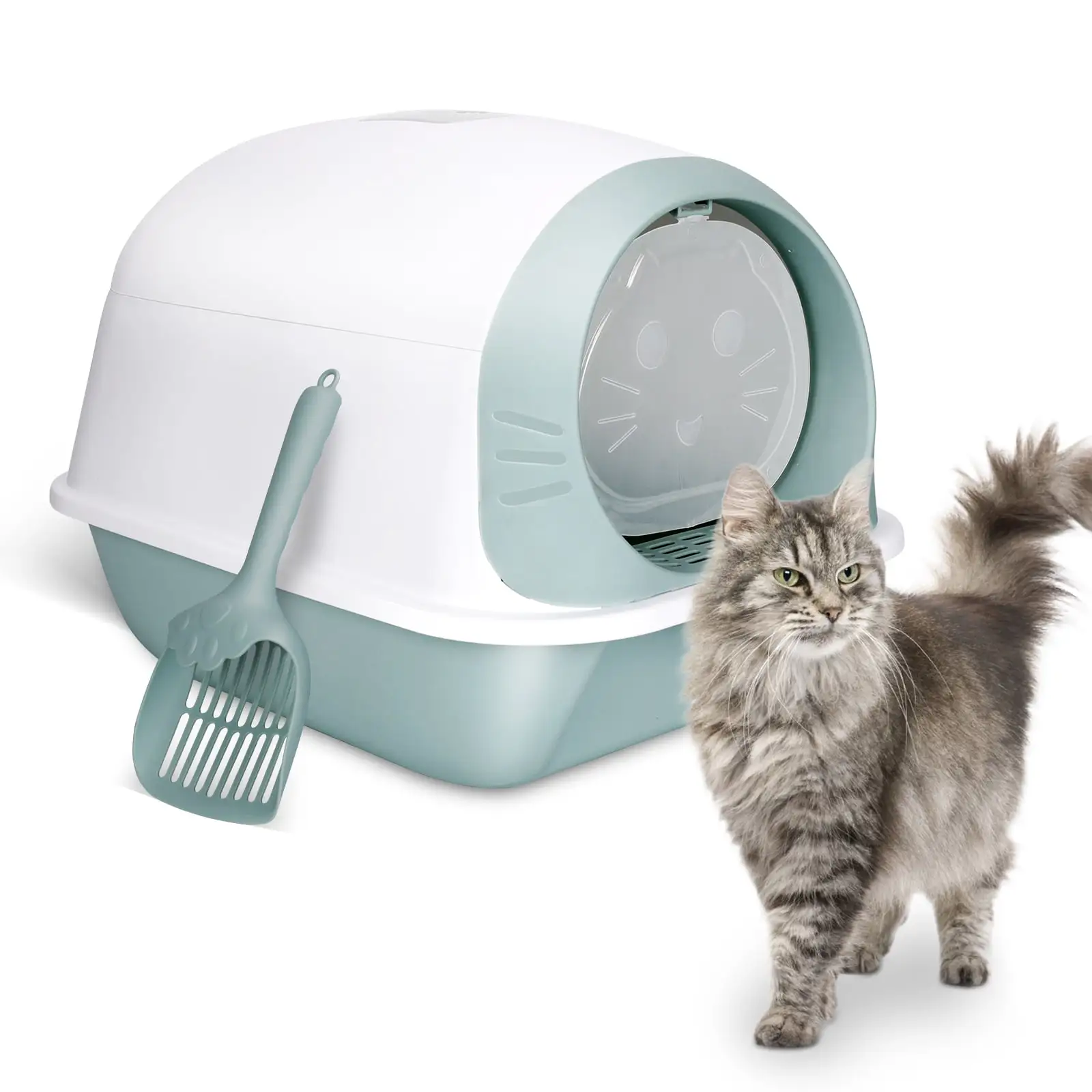 TOPMART Enclosed Cat Litter Box with Lid.Large Hooded Cat Litter Box.Large