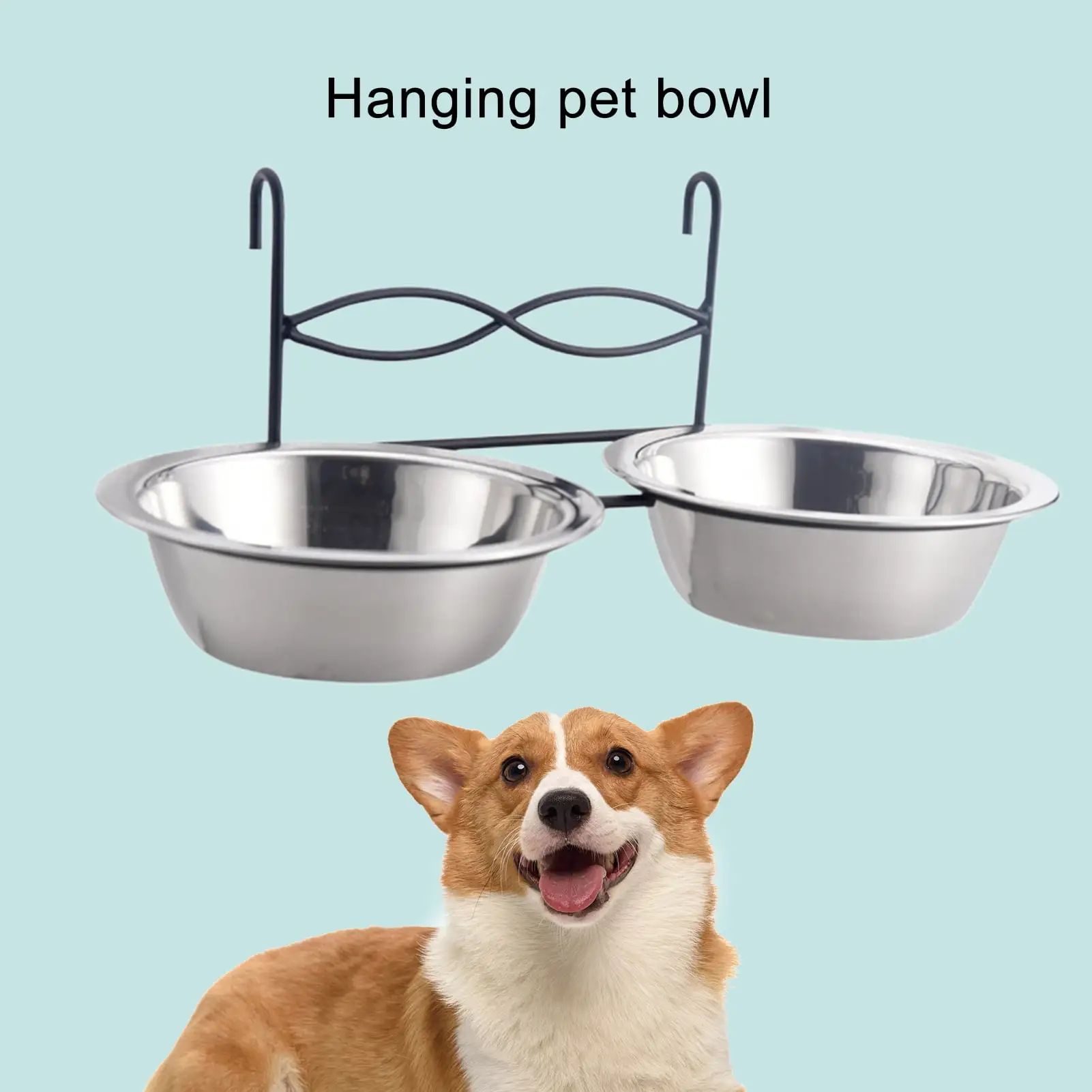 TOPOINT Set Of 2 Stainless-Steel Dog Bowls - Cage. Kennel. And Crate Dog Bowls Hanging For Food And Water - Dishwasher Safe