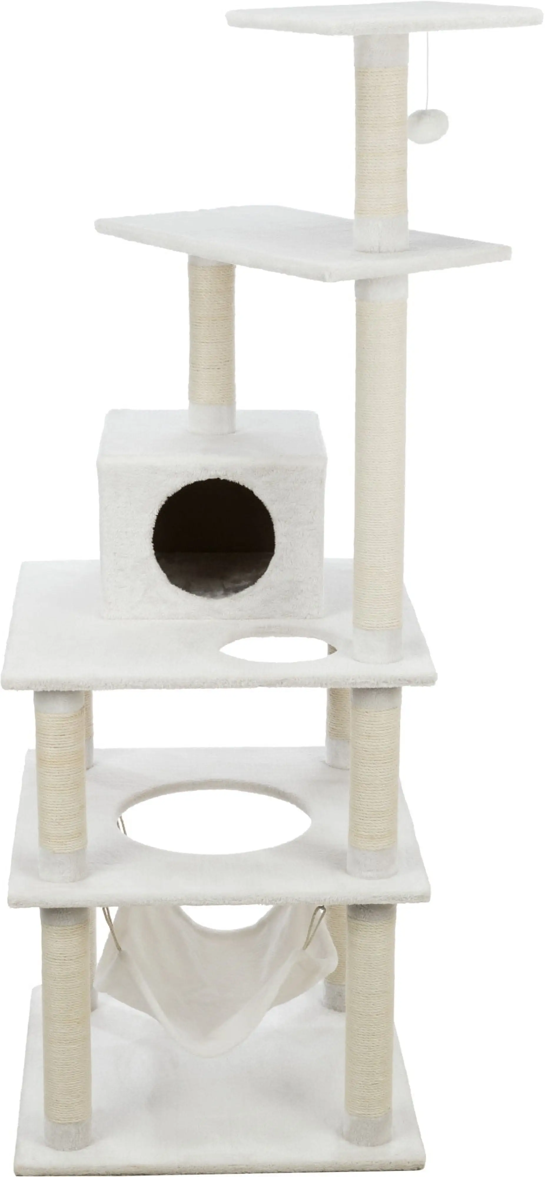 TRIXIE Abby Plush 4-Level 63.5 Cat Tree with Sisal Scratching Posts Condo & Cat Toy Cream