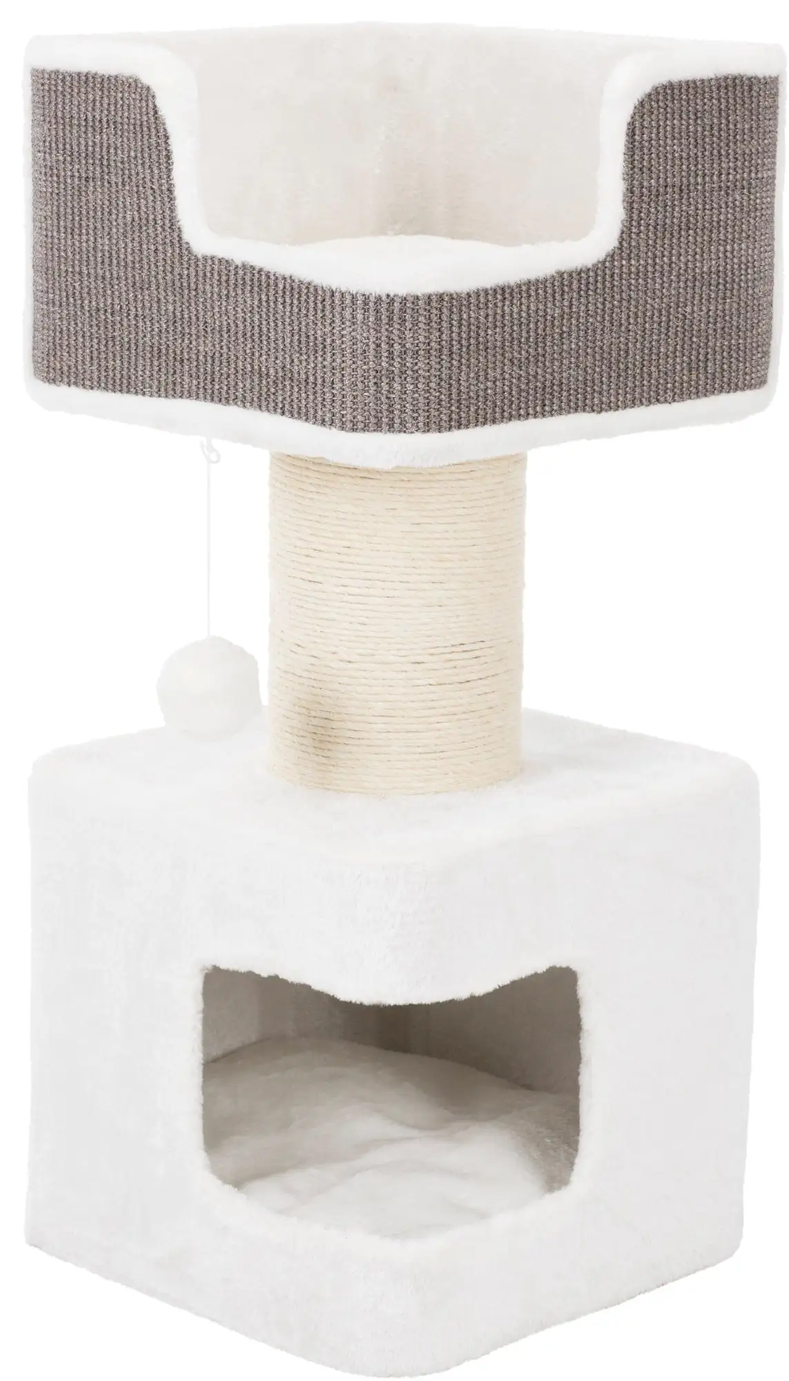 TRIXIE Ava XXL Jute & Plush 2-Level 34 Cat Tree with Scratching Post & Condo. Gray