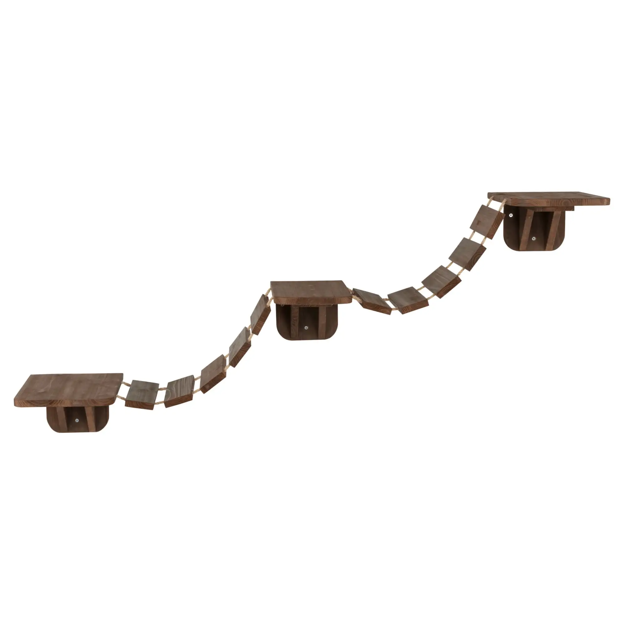 TRIXIE Multi-Level Wall Mounted Cat Perch with Bridge. Espresso Brown