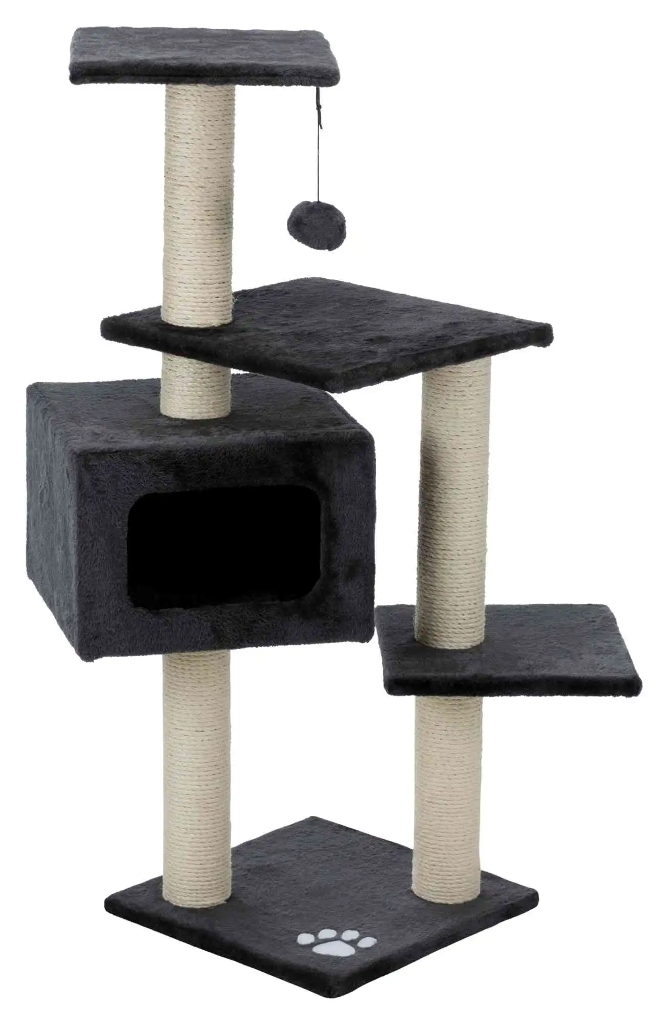 TRIXIE Palamos Plush & Sisal 4-Level 43 Cat Tree with Scratching Posts & Condo. Gray