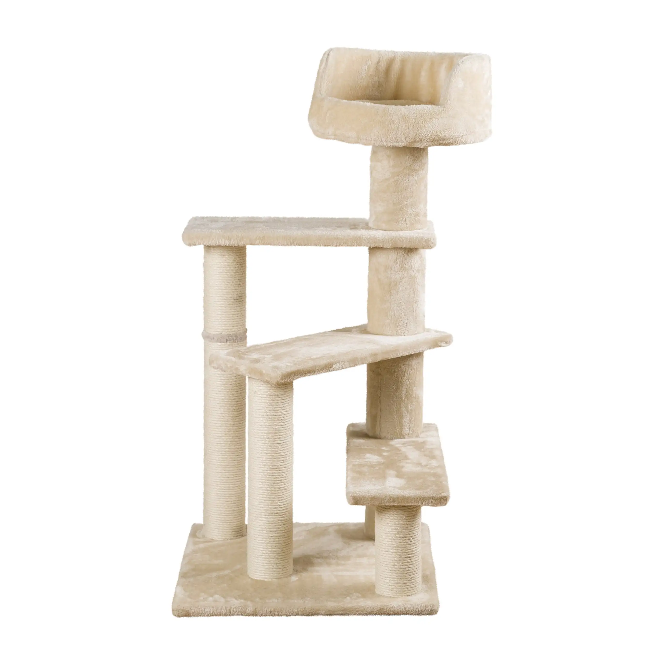 TRIXIE Tulia Senior Plush & Sisal 4-Level 40.2 Cat Tree. Scratching Posts & Bed. Beige