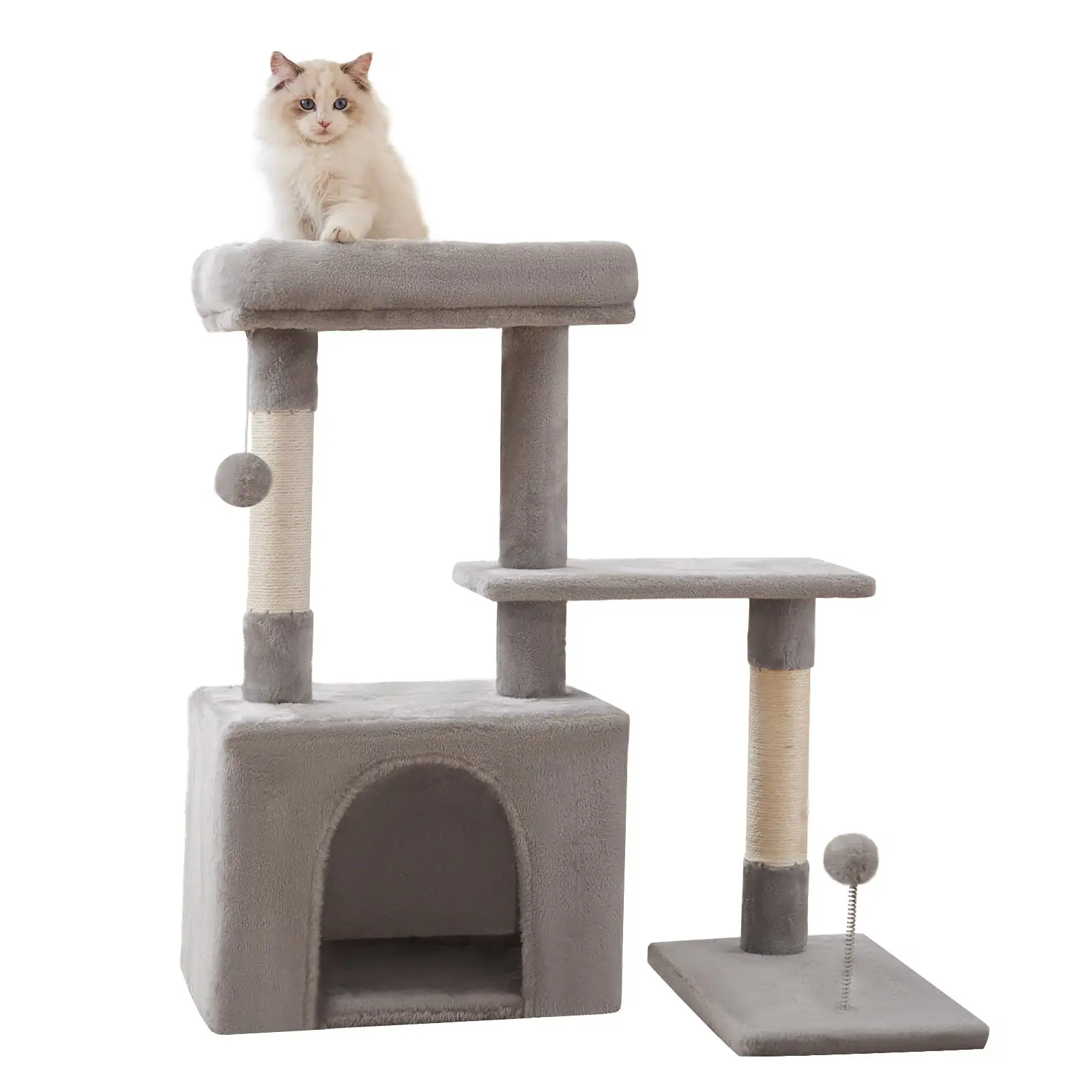 TSCOMON Cute Cat Tree Kitten Cat Tower for Indoor Cat Condo Sisal Scratching Posts with Jump Platform Cat Furniture Activity Center Play House Dark Gray