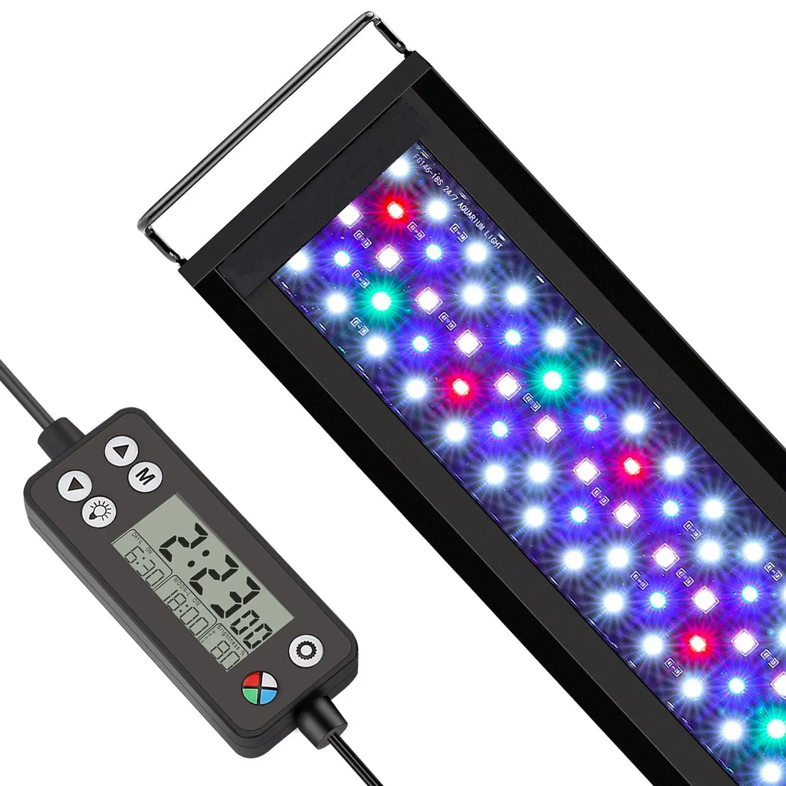 Tawatiler 14W Auto On Off LED Aquarium Light.Full Spectrum Fish Tank Light with LCD Monitor.24/7 Lighting Cycle.7 Colors.Adjustable Timer.IP68 Waterproof.3 Modes for 12-18 Freshwater Planted Tank