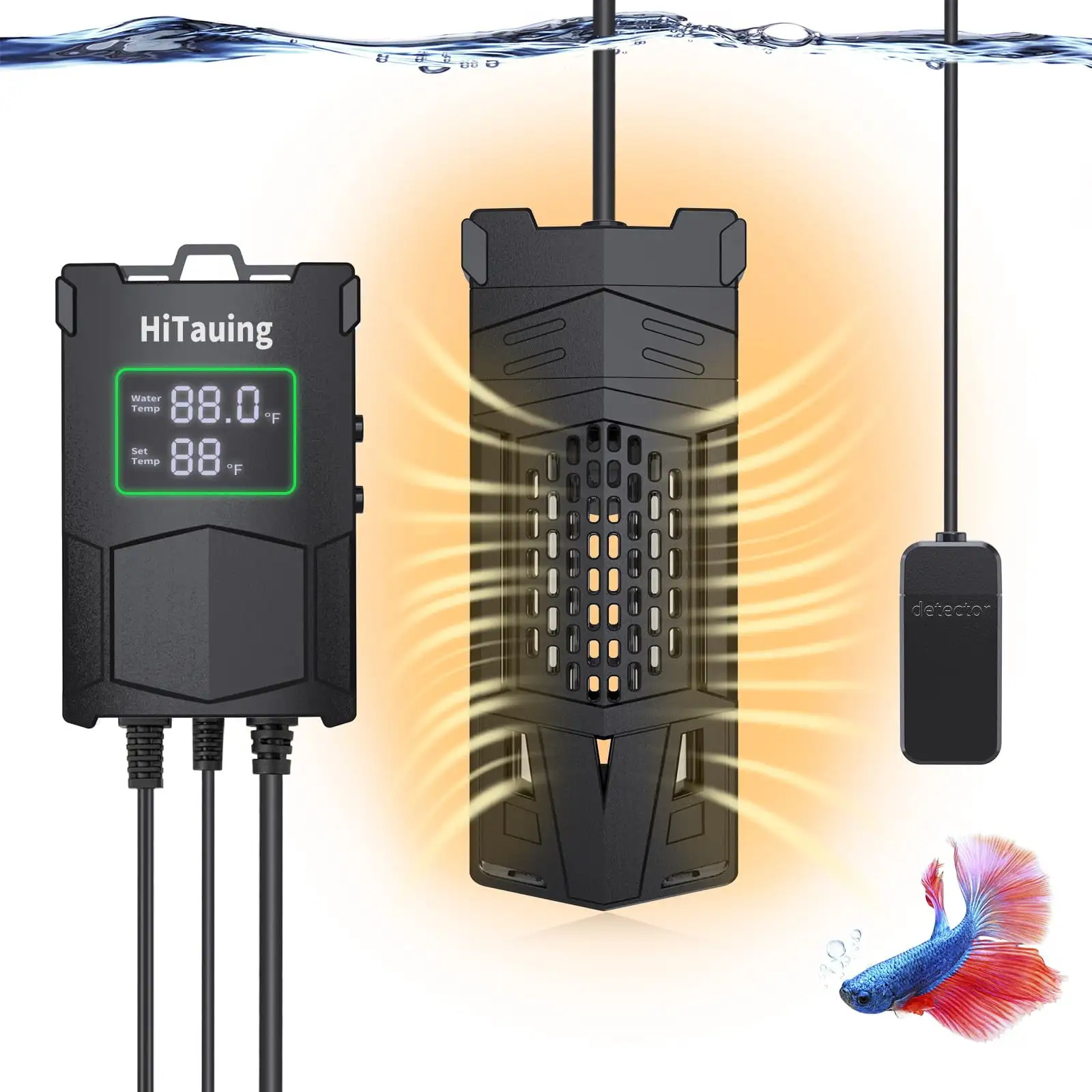 Tawatiler Aquarium Heater 300W/500W/800W/1000W.Fish Tank Heater with Smart IC Chip & PID System Controller.Independent Temp Sensing Probe. Accurate Temp Control Heater for Saltwater and Freshwater