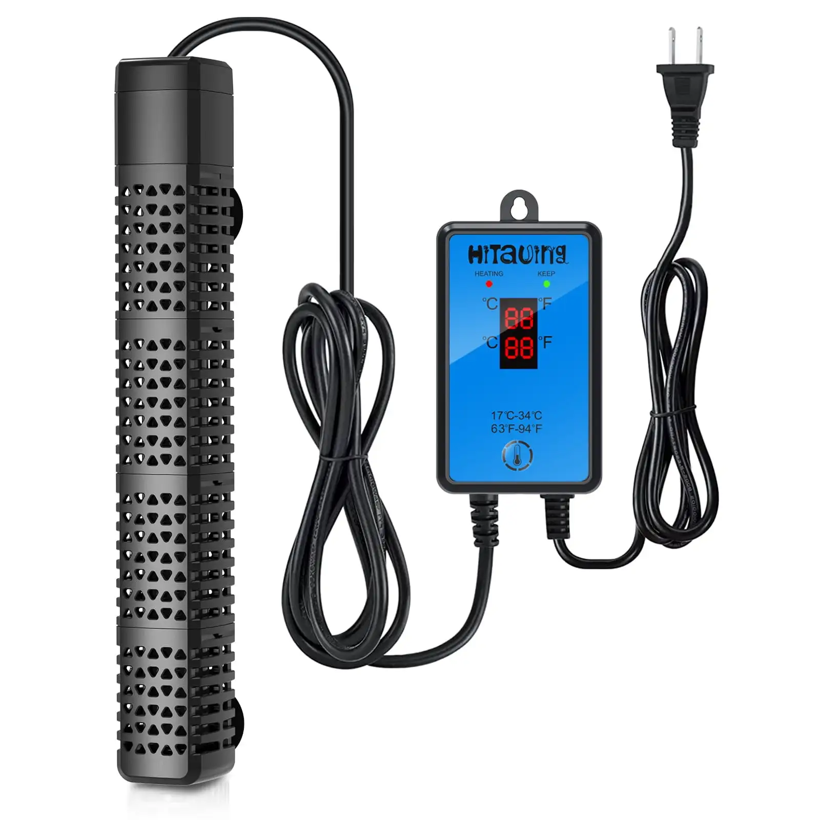 Tawatiler Aquarium Heater. Upgraded 300W/500W Fish Tank Heater with Intelligent Leaving Water Automatically Stop Heating and Advanced Temperature Control System. Suitable for Saltwater and Freshwater