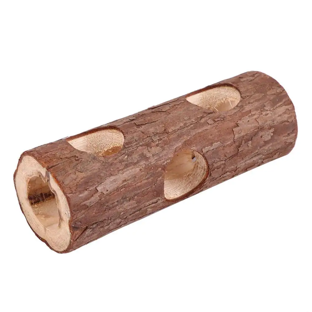 Tebru Pet Chew Toy. Animal Tunnel. Wooden Animal Tunnel Exercise Tube Chew Toy for Rabbit Ferret Hamster Guinea Pig