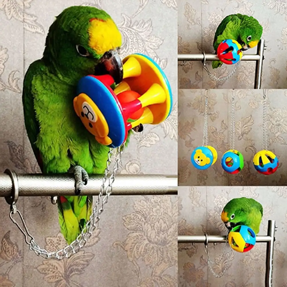 Temacd Pet Bird Plastic Chew Ball Chain Cage Toy for Parrot Cockatiel Parakeet