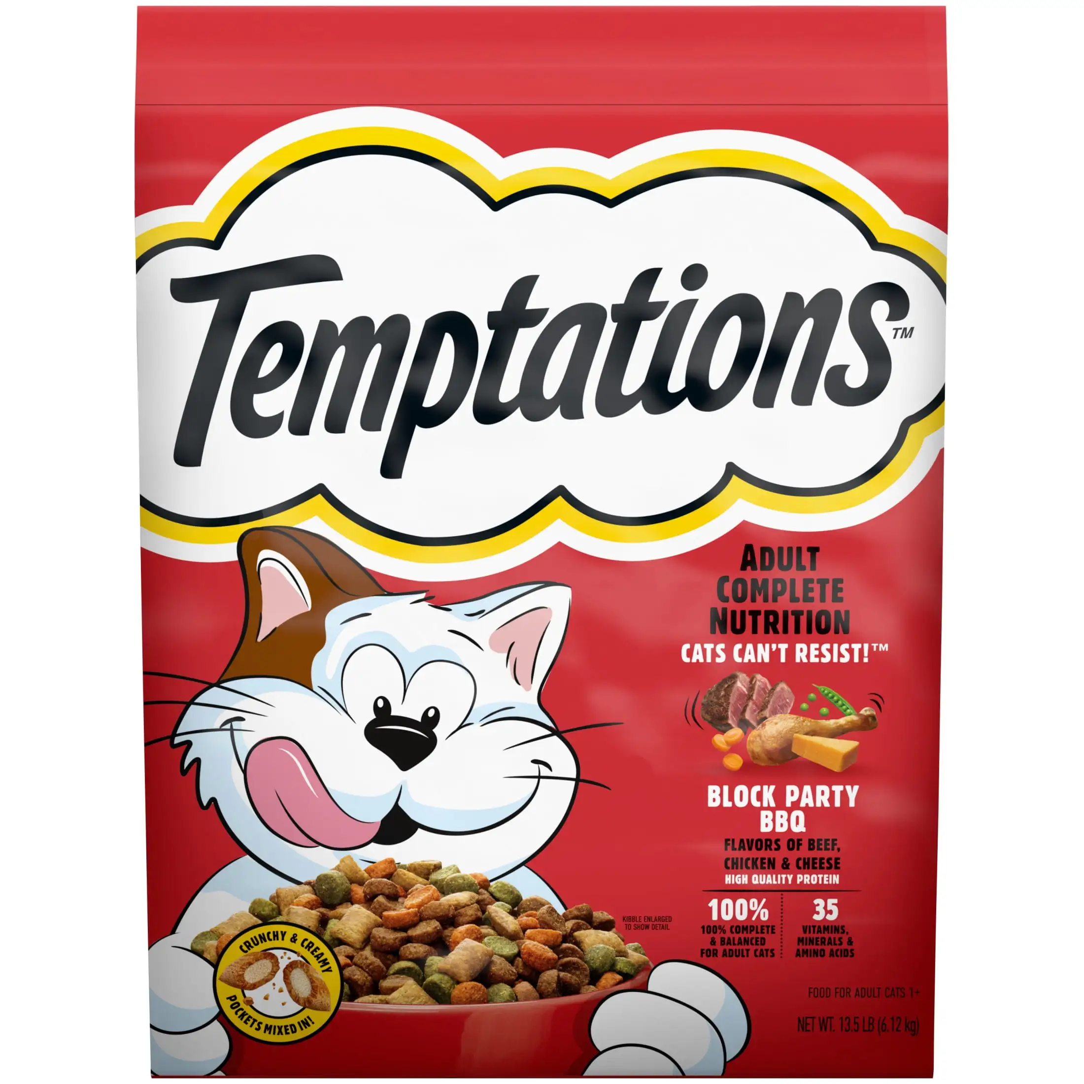 Temptations Adult Dry Cat Food Block Party Bbq Flavor. 13.5 Lb. Bag