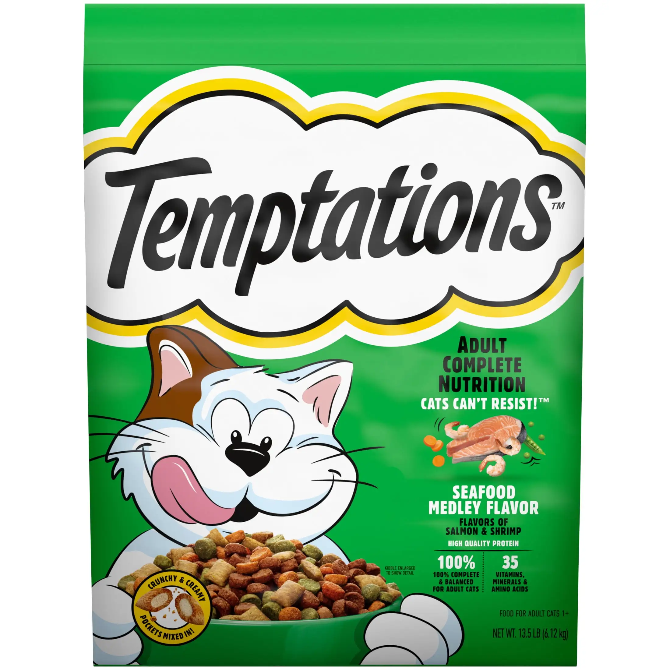 Temptations Adult Dry Cat Food Seafood Medley Flavor. 13.5 Lb. Bag