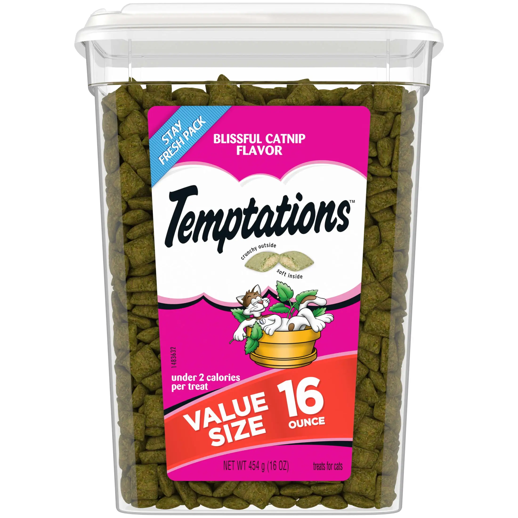 Temptations Classic Blissful Catnip Flavor Crunchy And Soft Treats For Cats. 16 Oz Tub