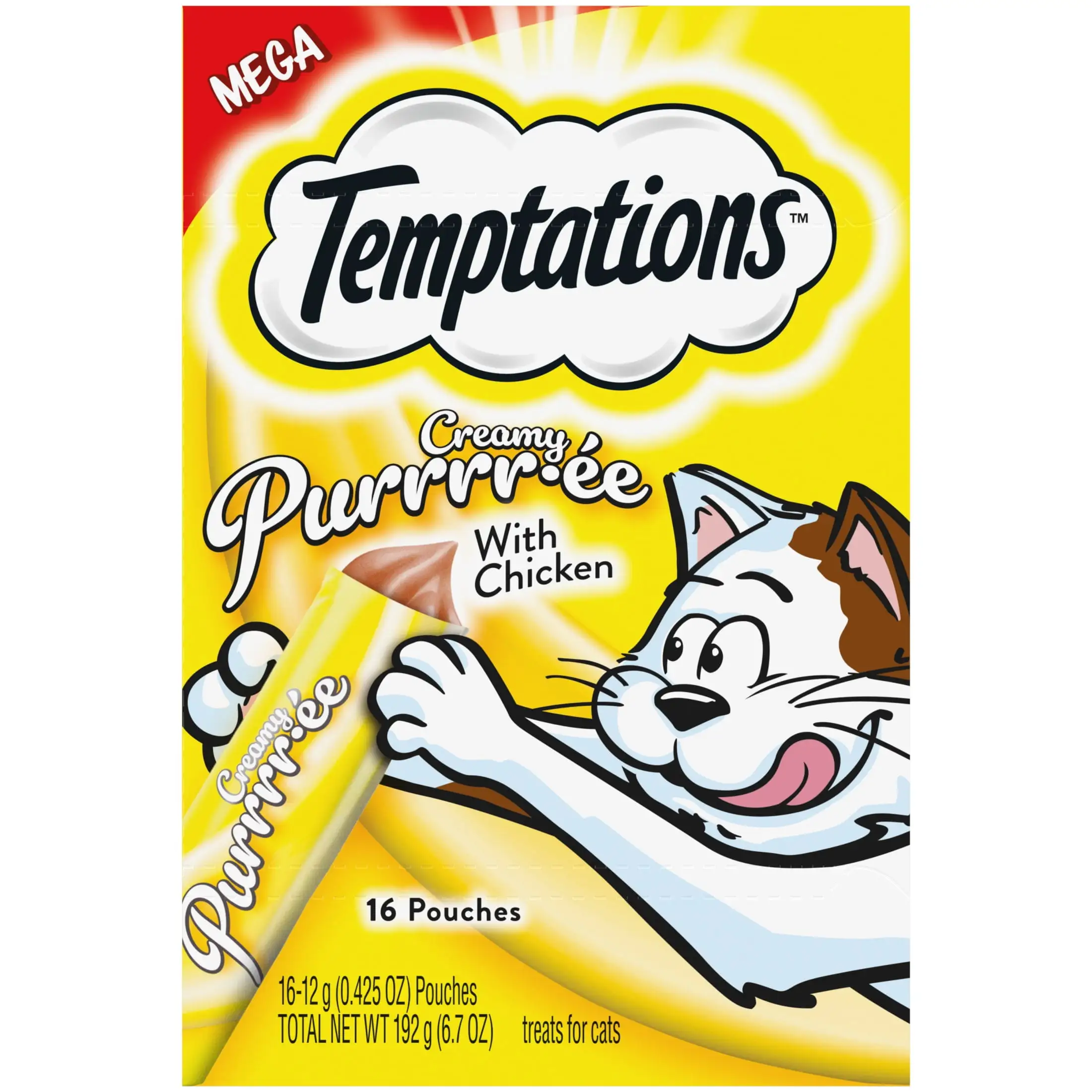 Temptations Creamy Puree With Chicken Squeezable Lickable Wet Treats For Cats. 0.42 Oz (16 Pack)