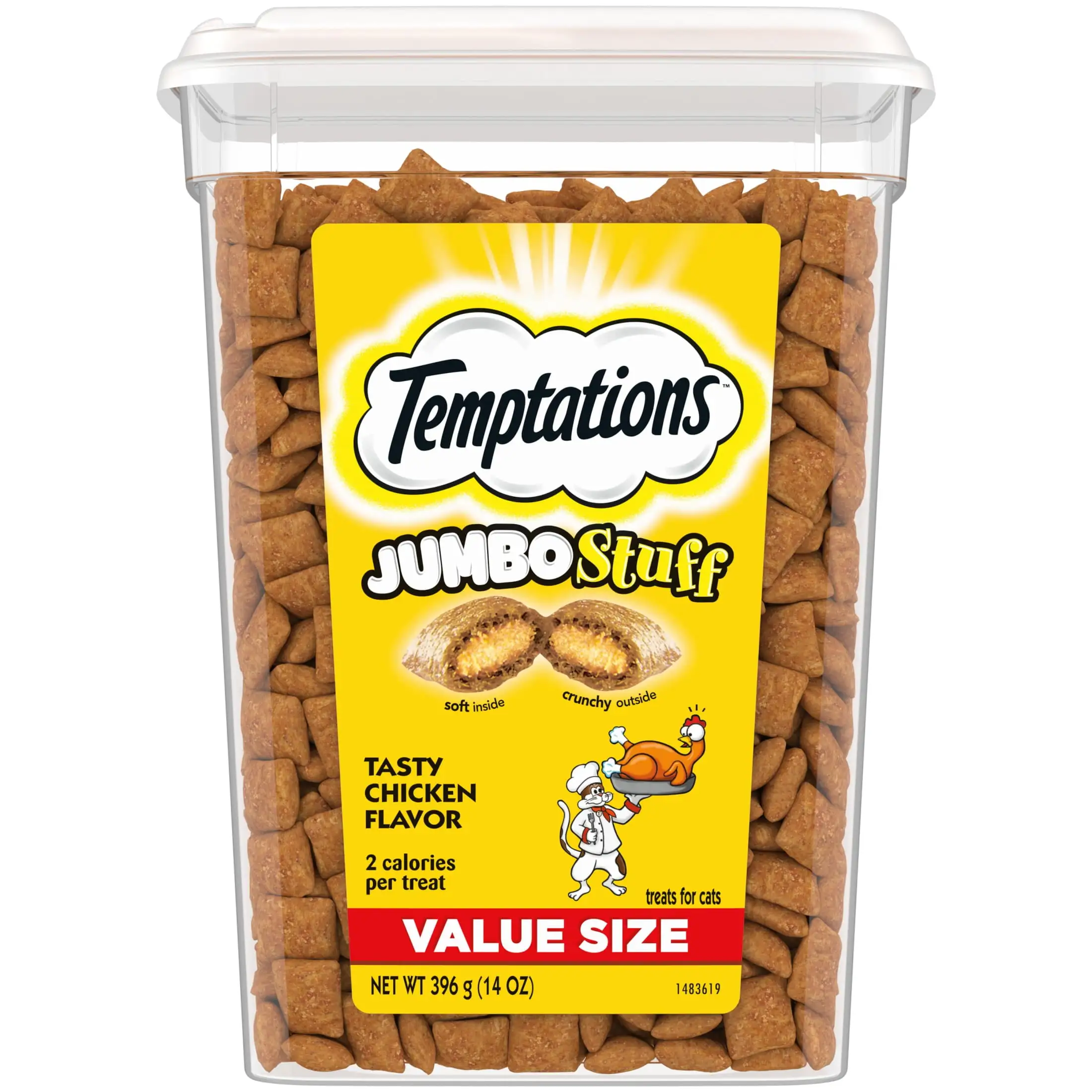 Temptations Jumbo Stuff Tasty Chicken Flavor Crunchy And Soft Treats For Cats. 14 Oz Tub