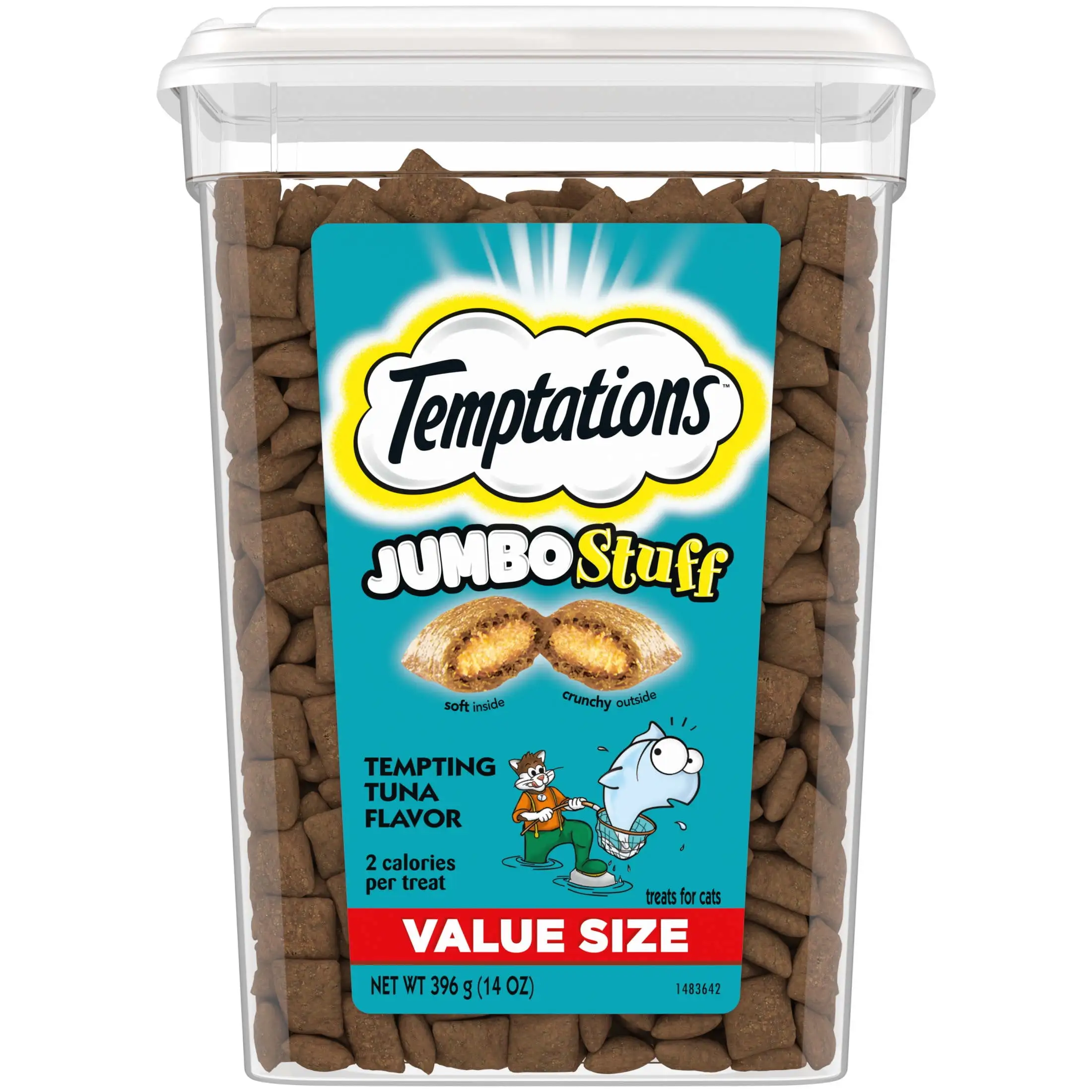 Temptations Jumbo Stuff Tempting Tuna Flavor Crunchy And Soft Treats For Cats. 14 Oz Tub