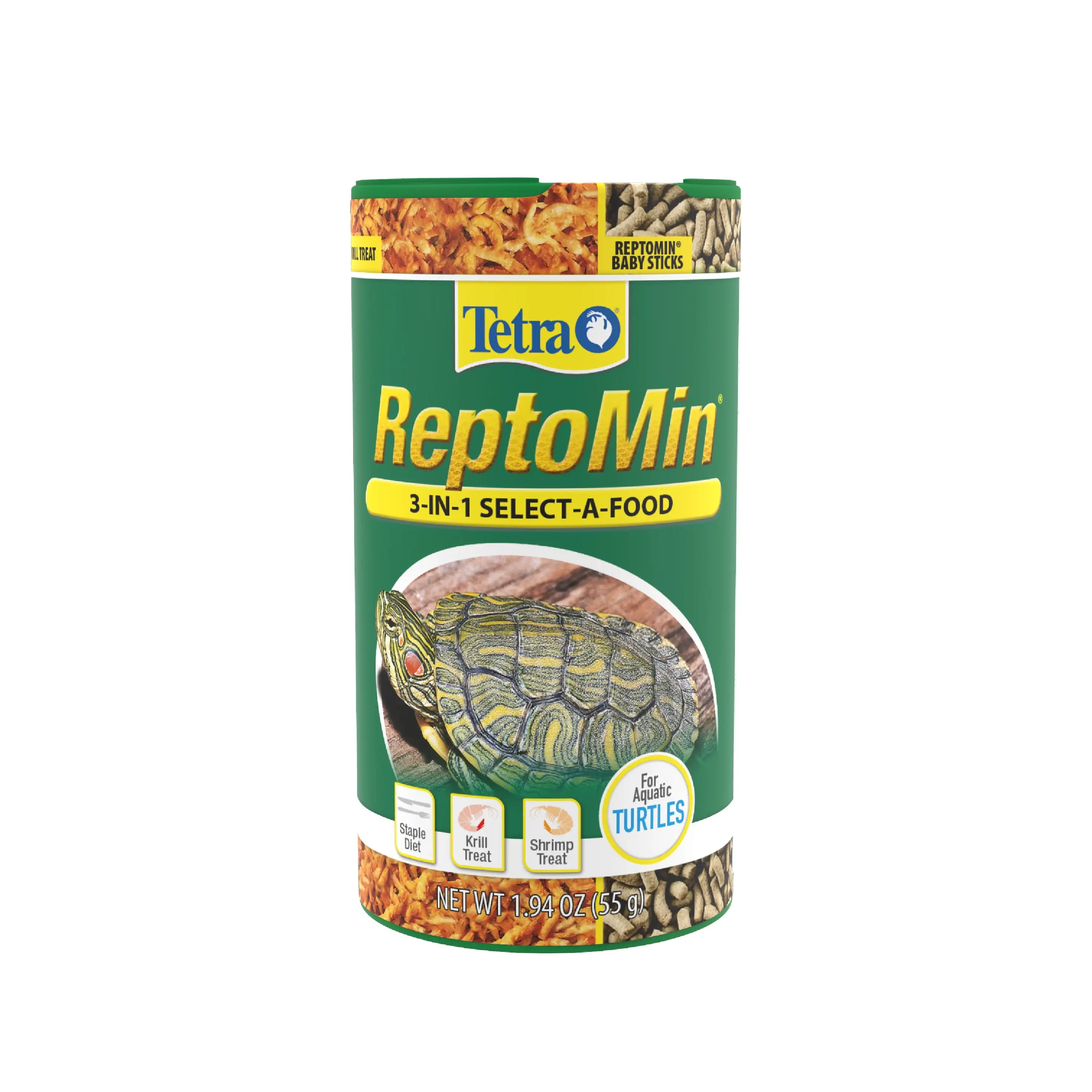 Tetra ReptoMin 3-In-1 Select-A-Food. 1.94 Ounces (55 Grams). Food And Treats Formulated For Aquatic Turtles