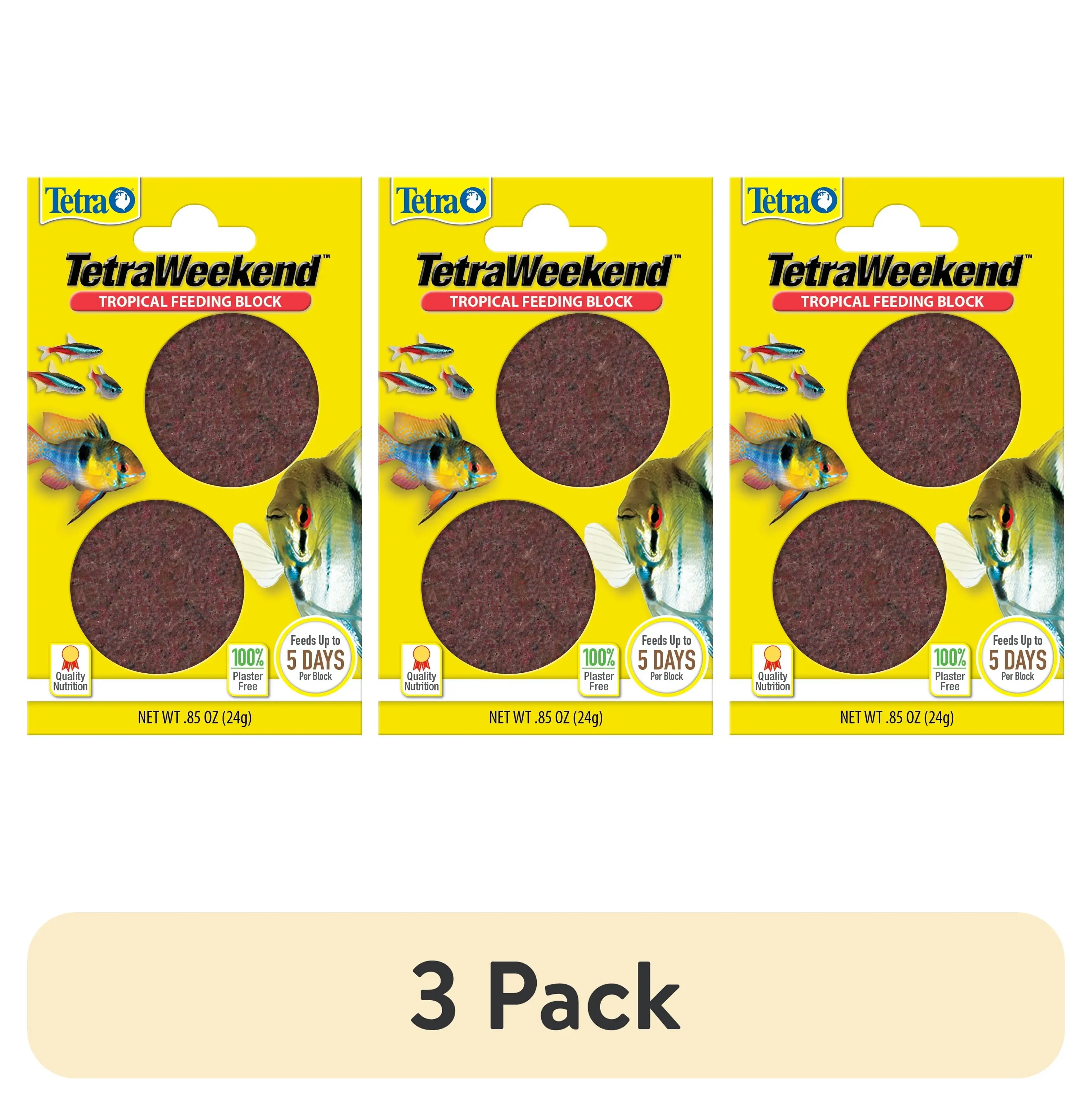 (3 pack) Tetra Weekend Tropical Feeding Block. 1 Block Feeds Fish up to 5 Days. 0.85 oz.. 2 Blocks