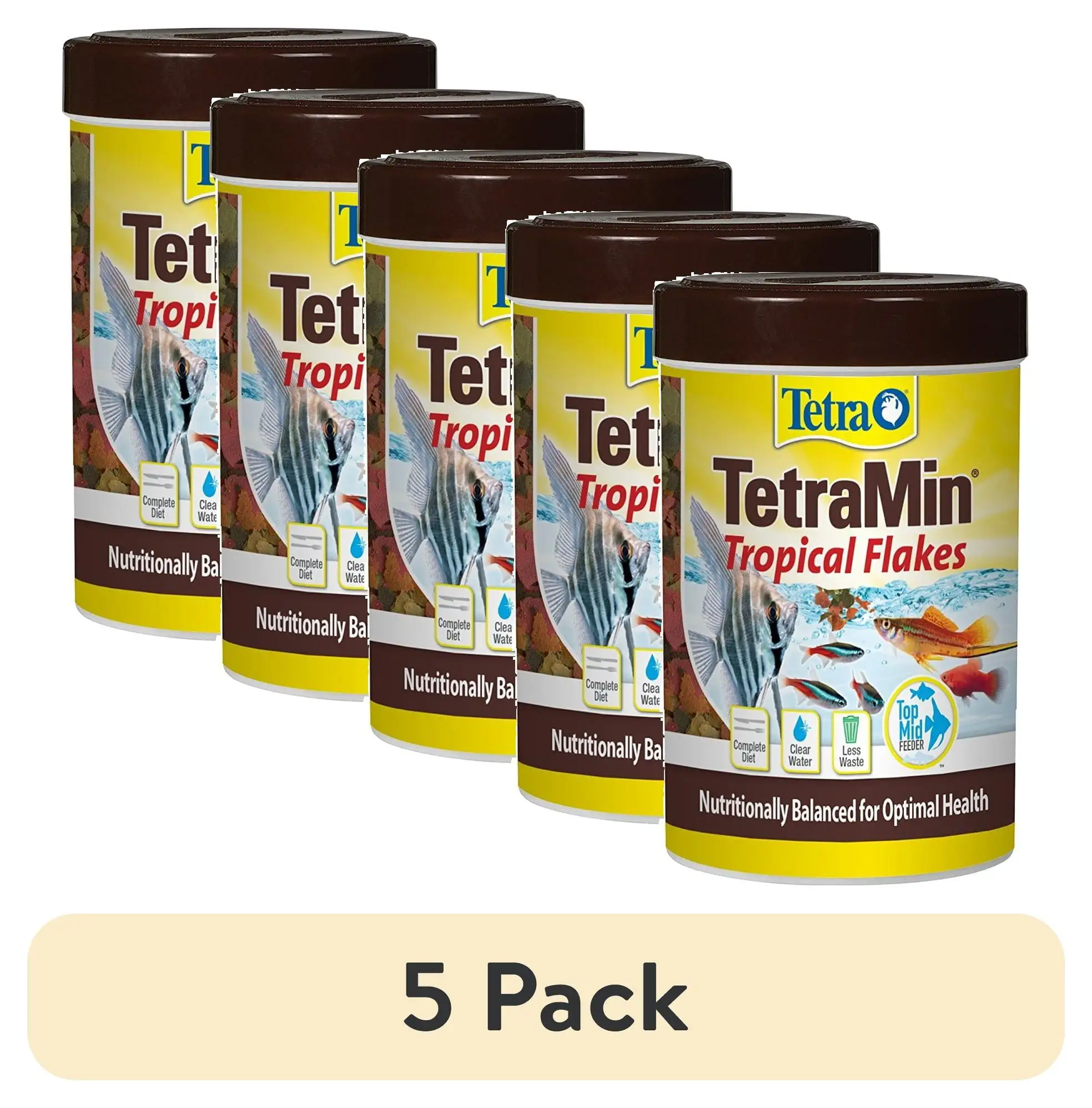 (5 pack) Tetra TetraMin Tropical Flakes Nutritionally Balanced Fish Food. 1 oz.