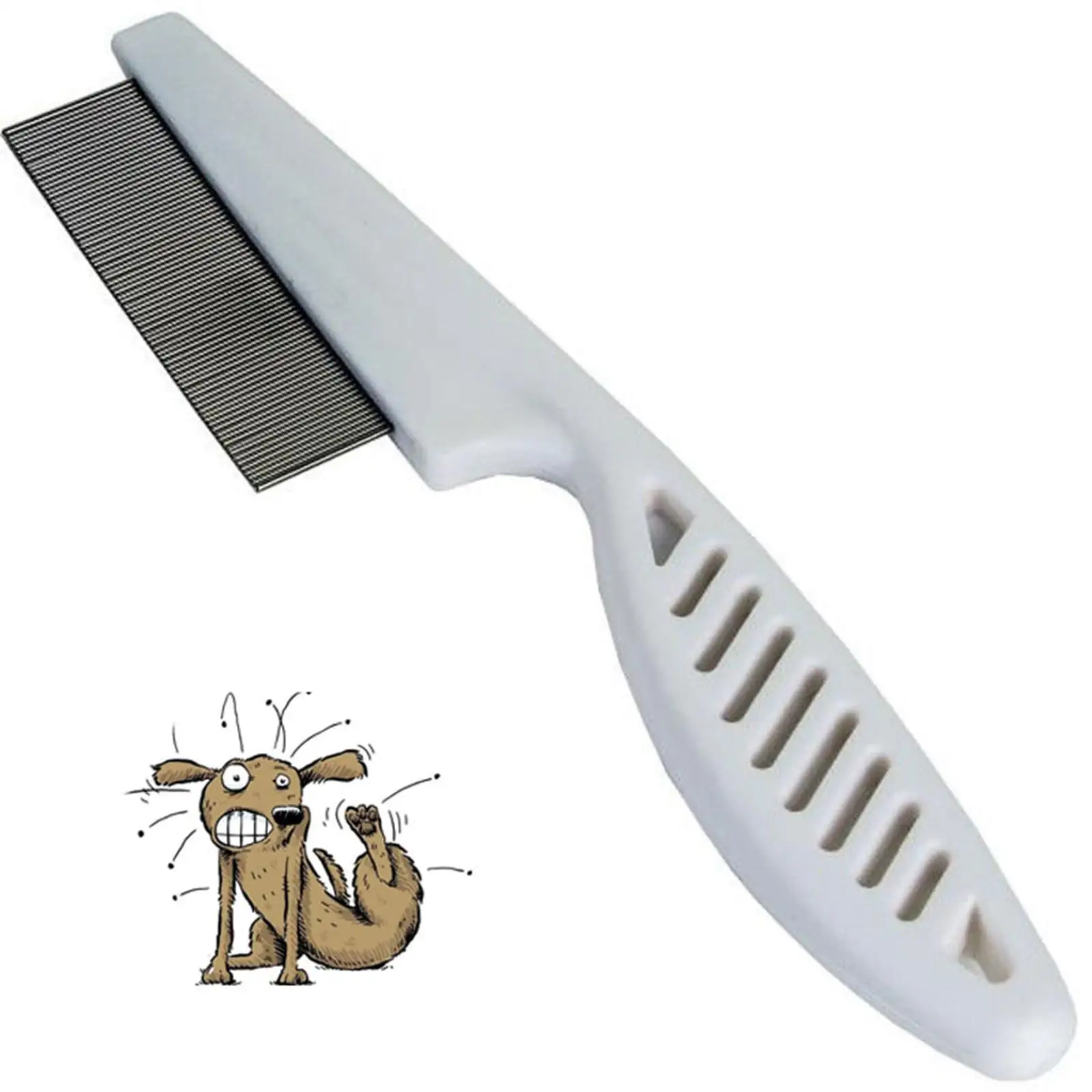 Thaisu Pet Flea Comb. Stainless Steel Pin Plastic Handle Pet Grooming Comb. Fleas. Flea Eggs. and Debris Removing Comb for Dogs. Cats