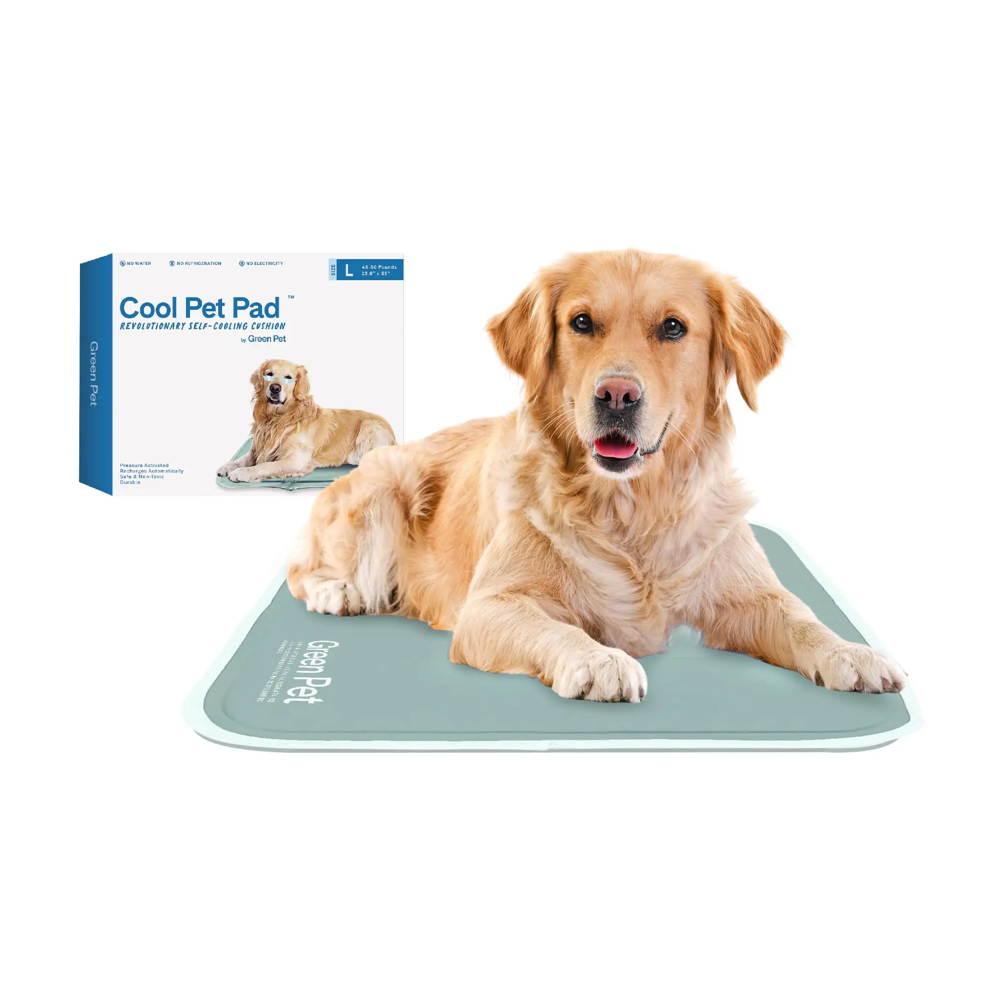 The Green Pet Shop Dog Cooling Mat. Large - Pressure Activated Pet Cooling Mat For Dogs and Cats. For Large Sized Pets (46 - 80 Lb.) - Non-Toxic Gel Dog Cooling Pad. No Water Needed - Sage Grey