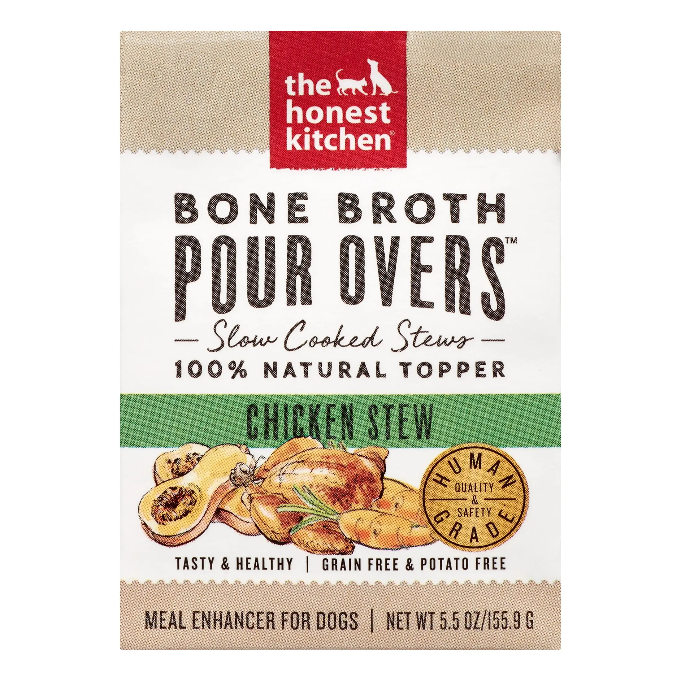 The Honest Kitchen Bone Broth POUR OVERS Chicken Stew. 5.5 oz. Case of 12