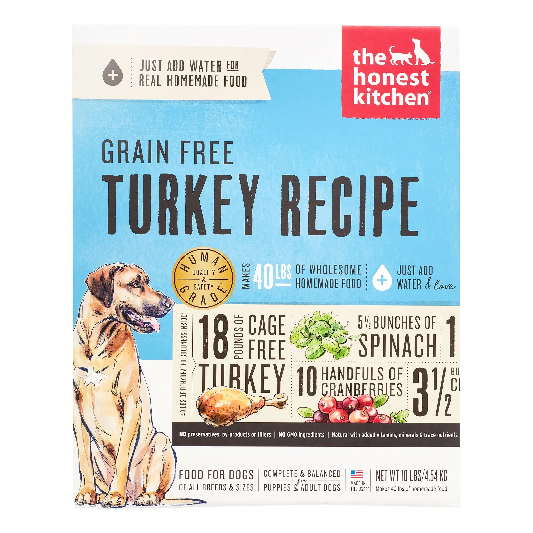 The Honest Kitchen Embark: Natural Human Grade Dehydrated Dog Food. Grain Free Turkey. 10 lbs (Makes 40 lbs)