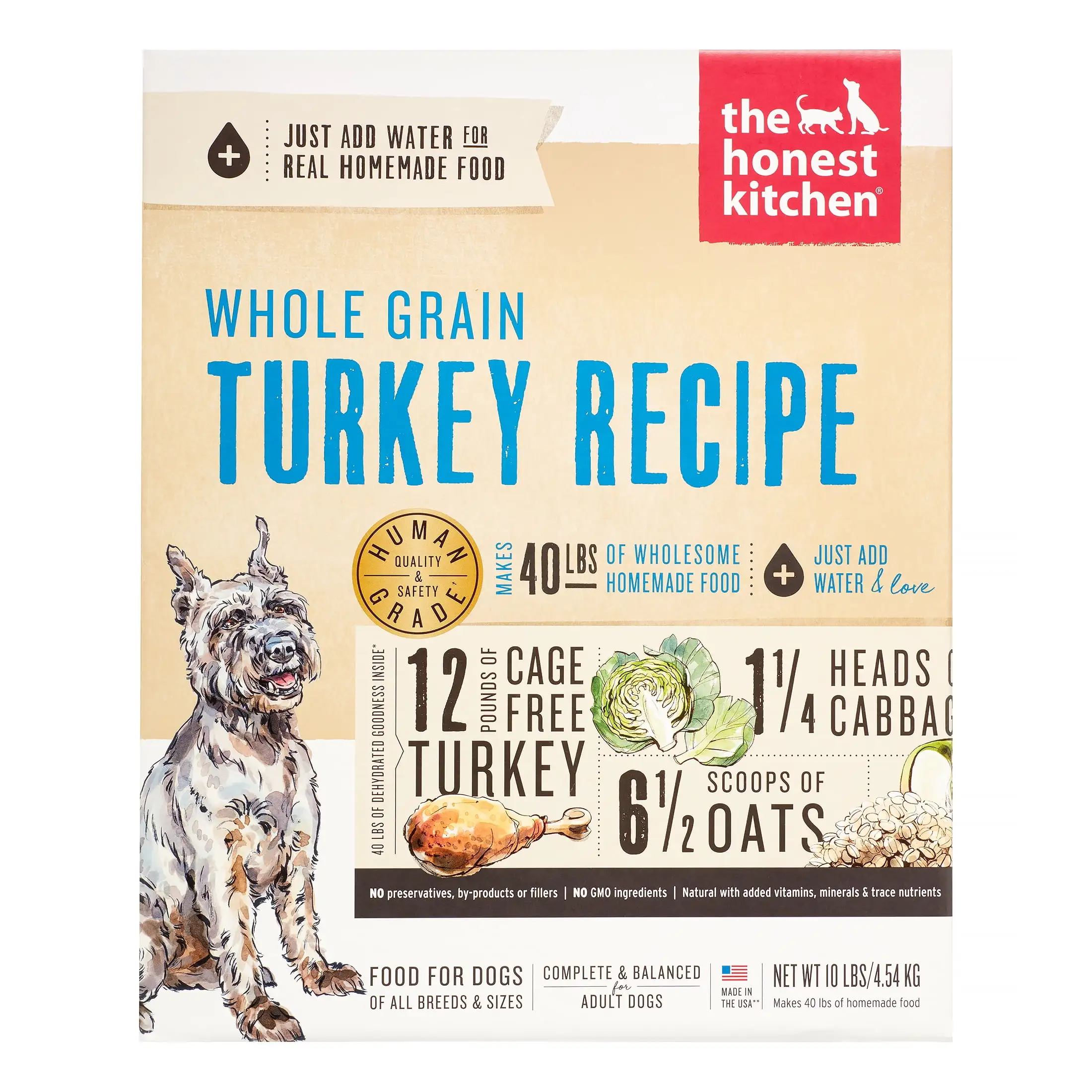 The Honest Kitchen Keen: Natural Human Grade Dehydrated Dog Food. Turkey & Organic Grains. 10 lbs (Makes 40 lbs)