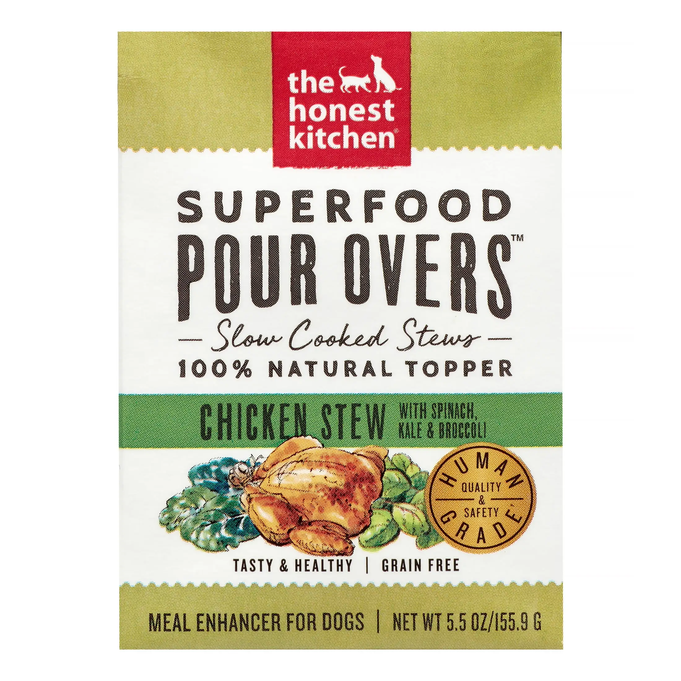 The Honest Kitchen Superfood POUR OVERS Chicken Stew with Spinach. Kale. & Broccoli. 5.5oz