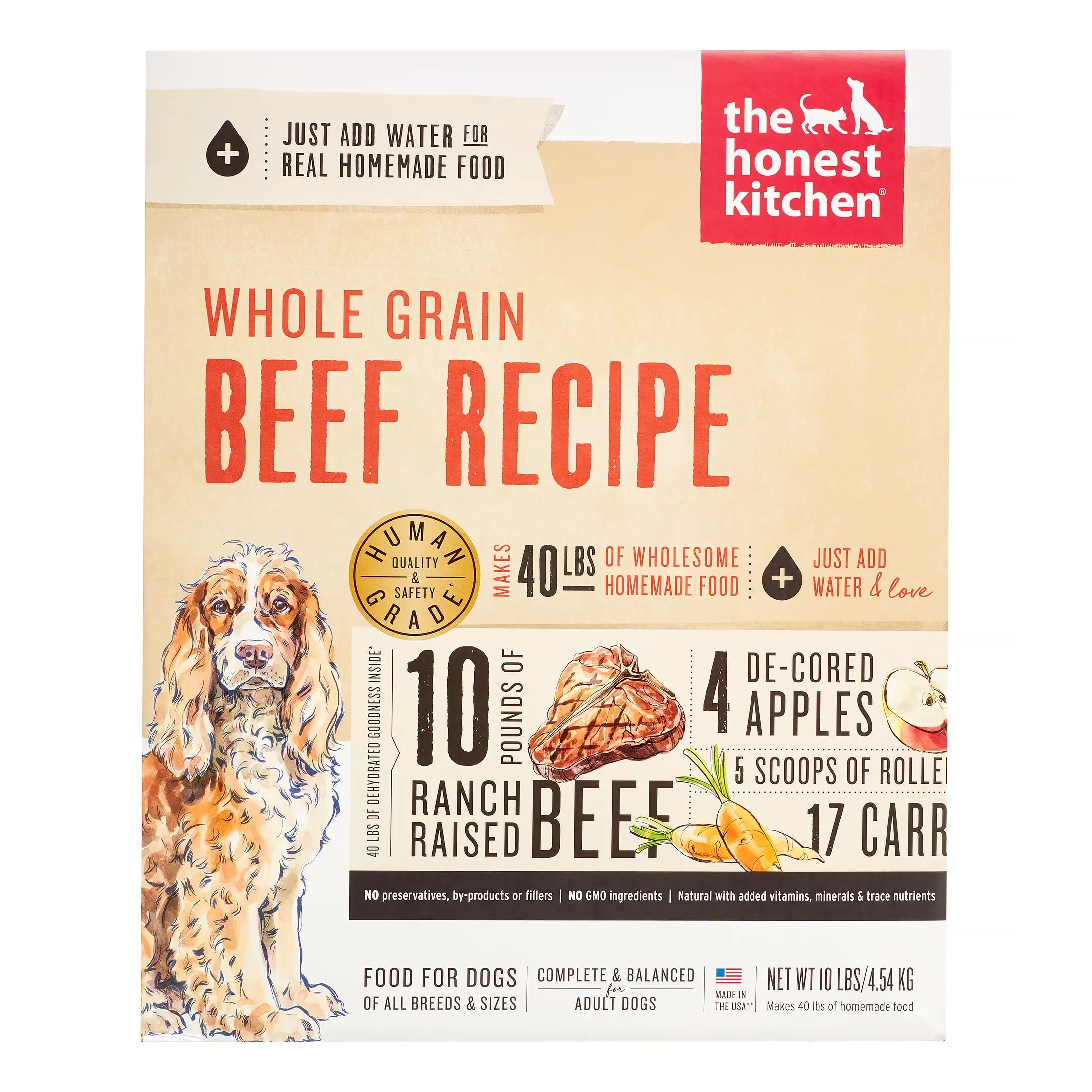 The Honest Kitchen Verve: Natural Human Grade Dehydrated Dog Food. Beef & Organic Grains. 10 lbs (Makes 40 lbs)