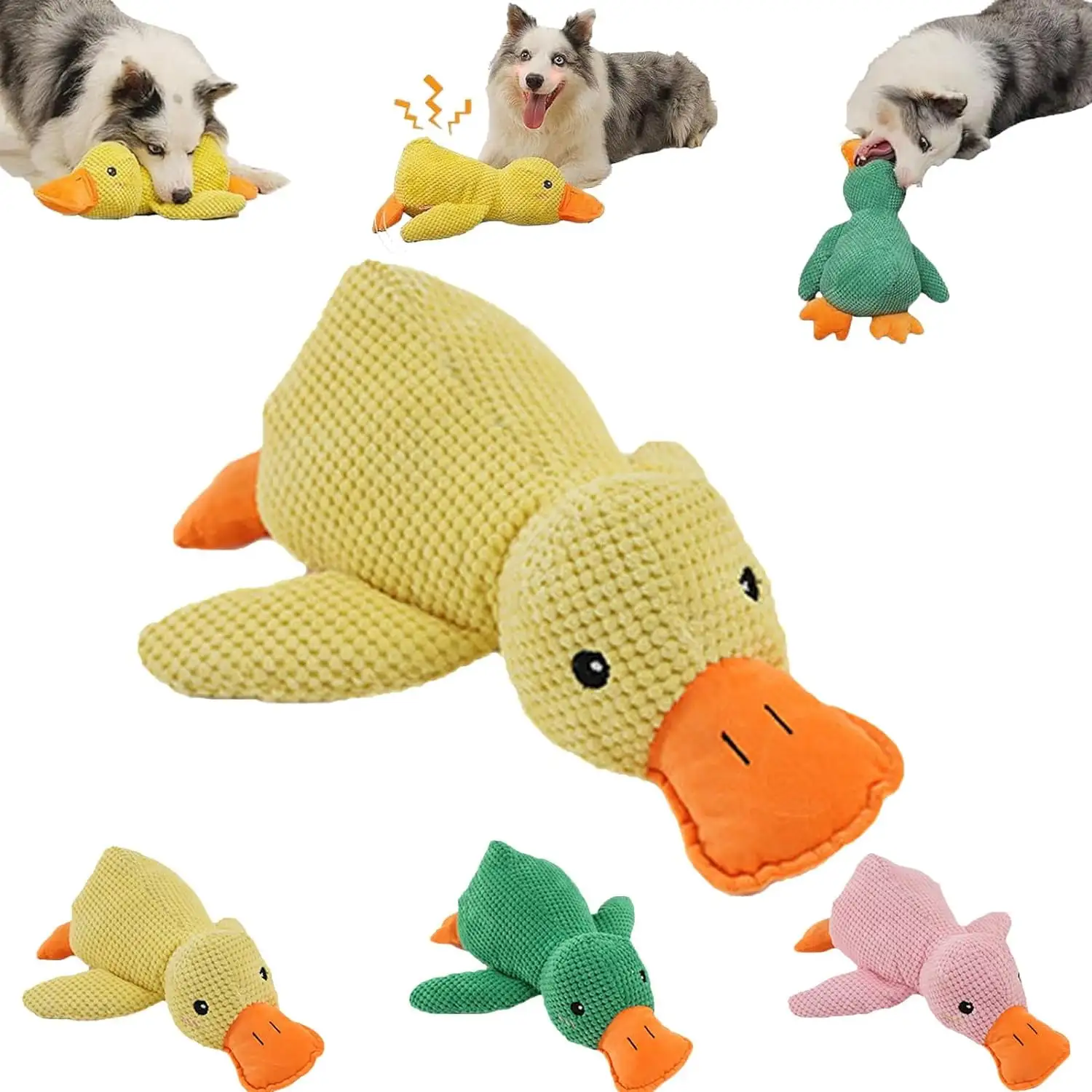 The Mellow Dog Calming Duck. Zentric Quack-Quack Duck Dog Toy. Quacking Duck Toy. Cute No Stuffing Duck. Plush Duck Dog Toy with Soft Squeaker. Dog Toy (Yellow)