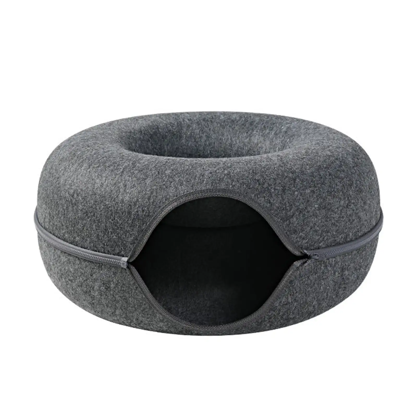 Thicken Felt Round Cat Bed Warm Soft Cat Tunnel Tube Small Pet Hideout Detachable Design Easy to Clean Large Capacity