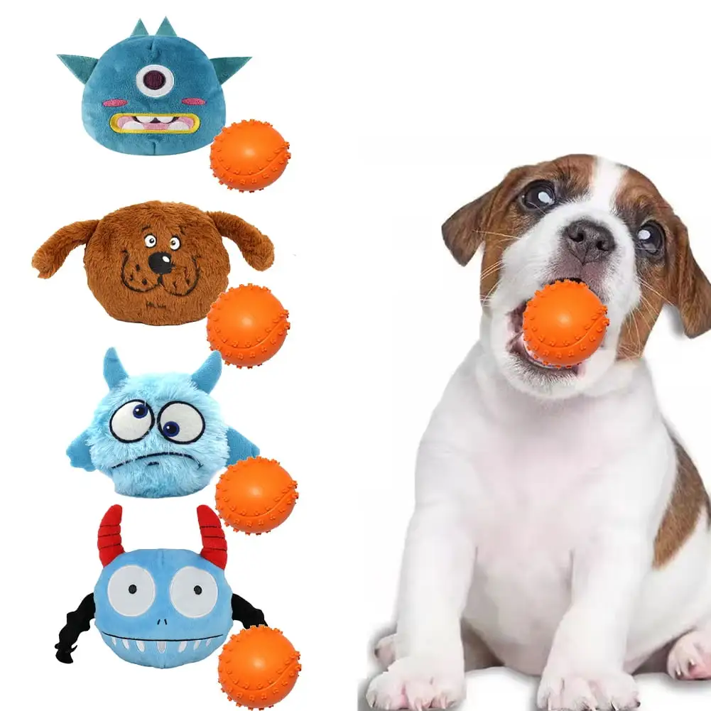 Tiberpet Dog Toys .Interactive Plush Giggle Ball .Dog Squeaky Ball Rubber Bouncer Toys for Pets Interactive Toys