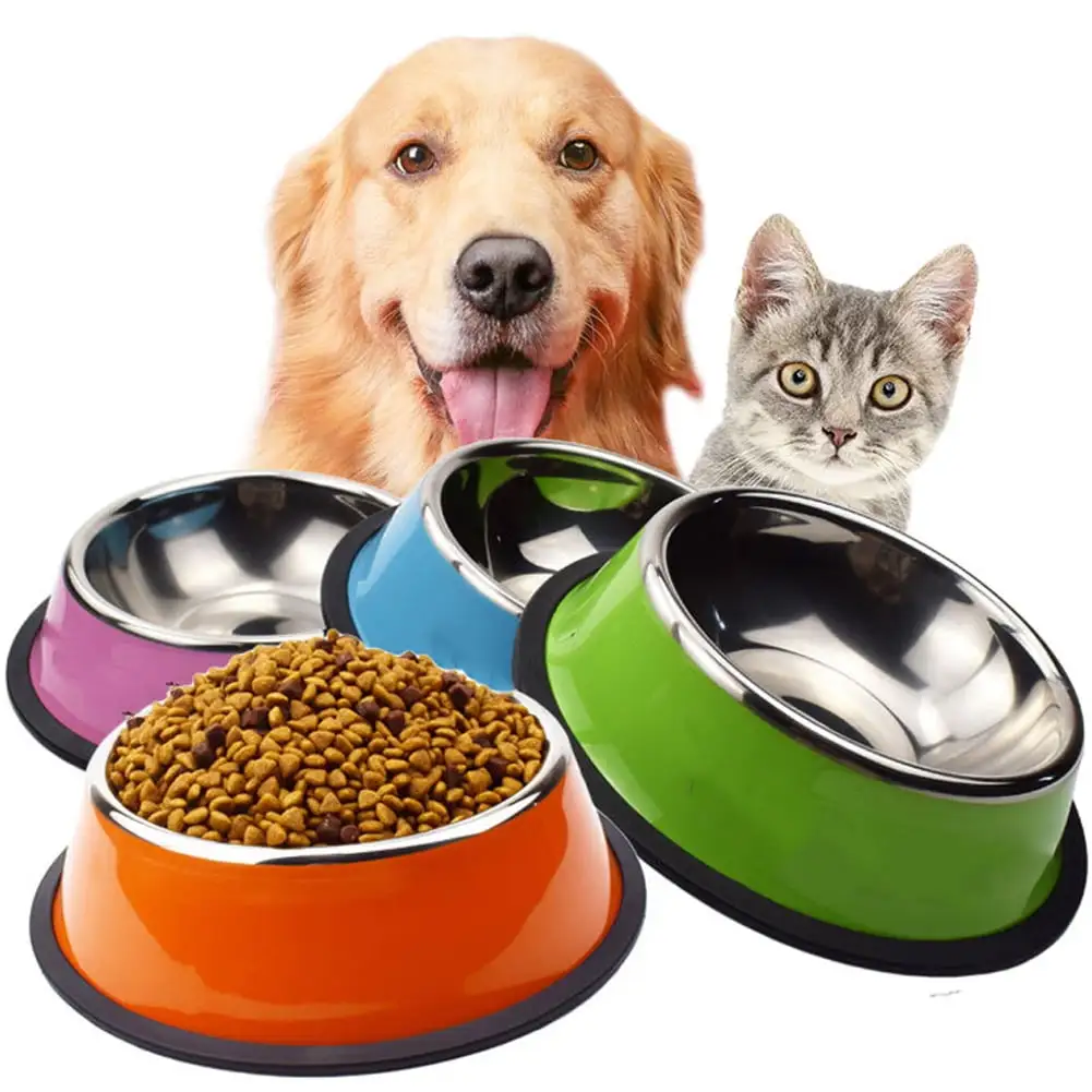 Tiberpet Stainless Steel Dog Bowls .Dog Cat Bowls .Rustproof Pets Bowl for Food and Waternon-slip Pet Feeding Dish Bowl Base for Indoor Cats Small Dogs