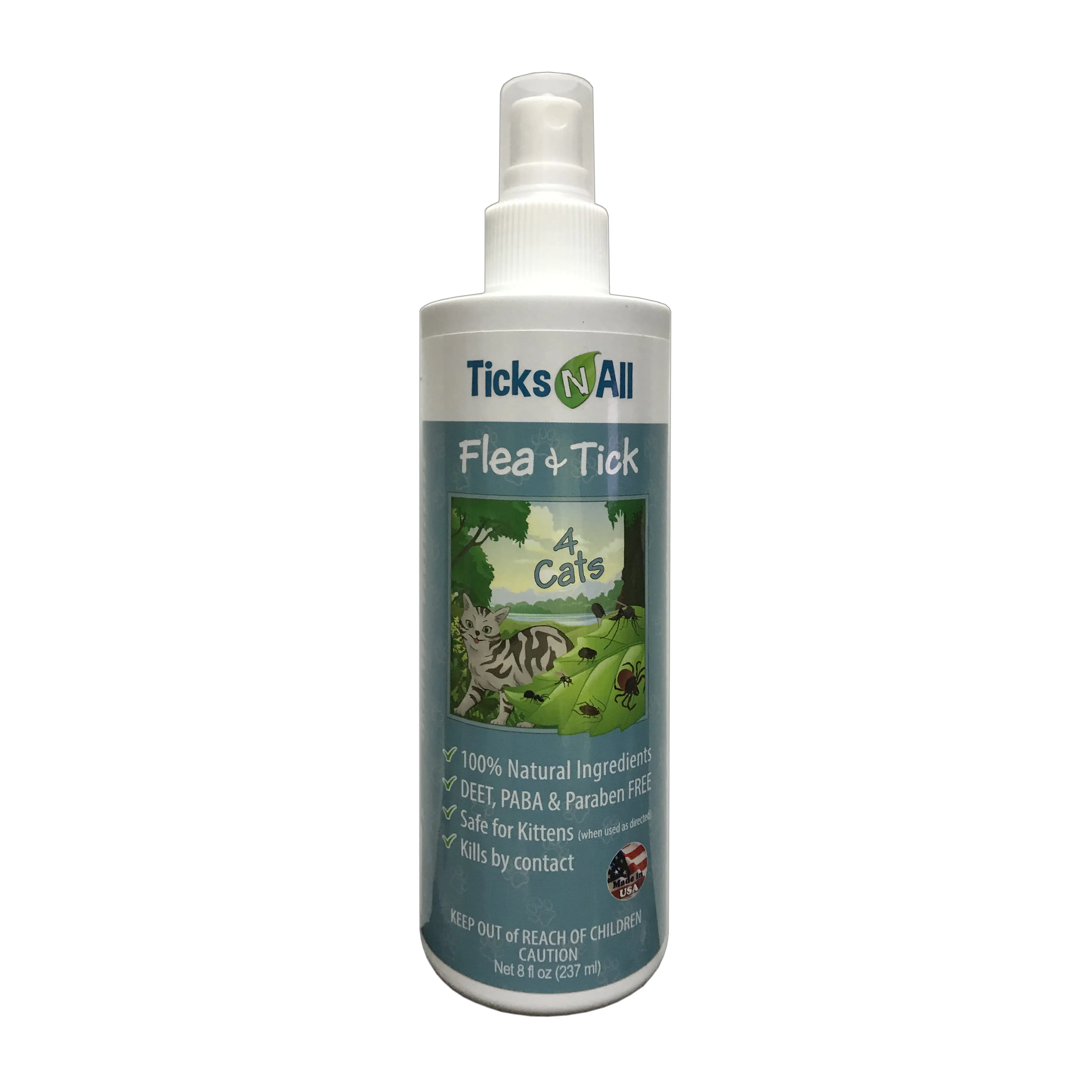 Ticks-N-All All Natural Flea & Tick For Cats. 8 Oz.